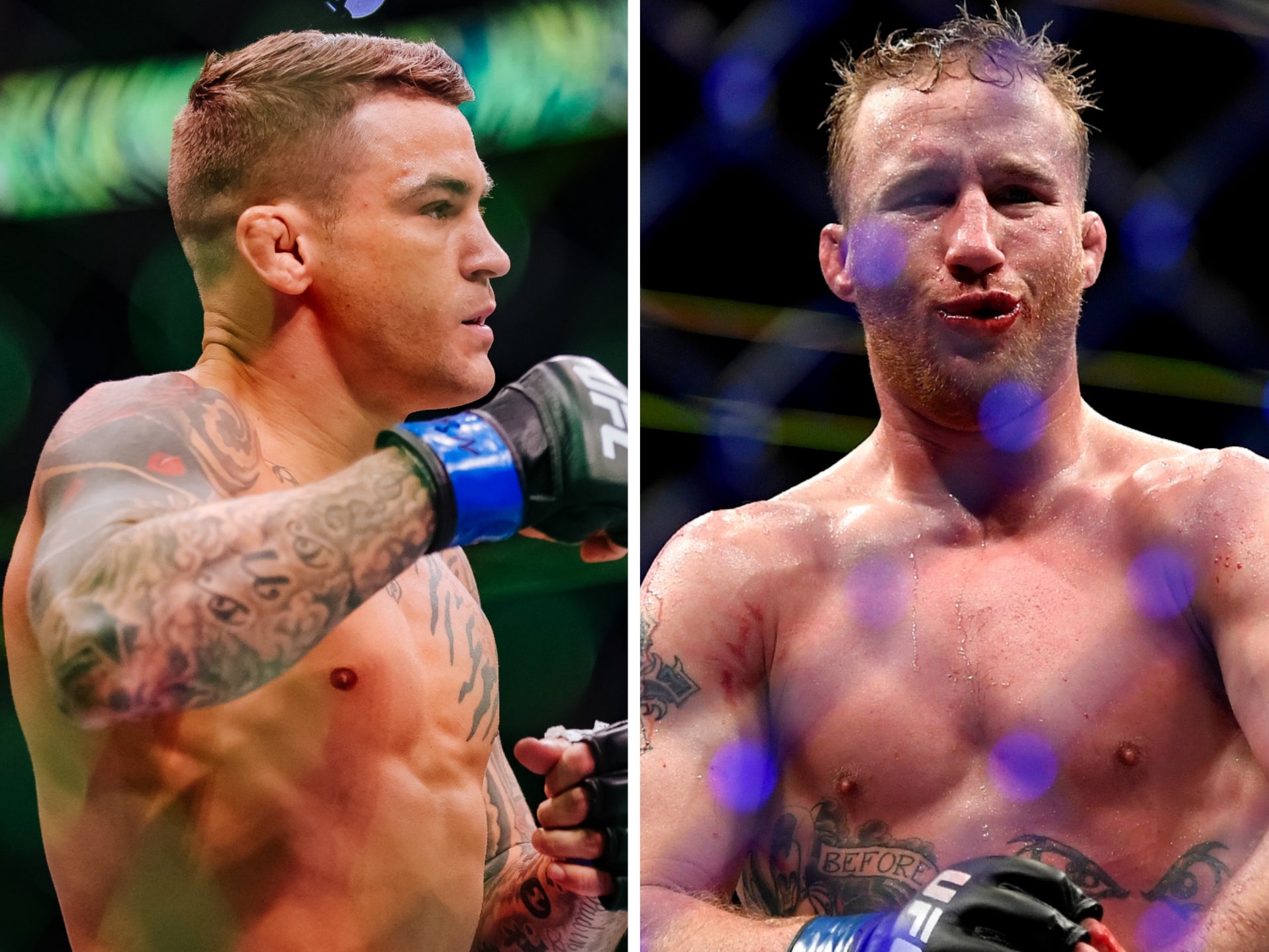 Dustin Poirier (left) and Justin Gaethje will clash in a rematch from 2018