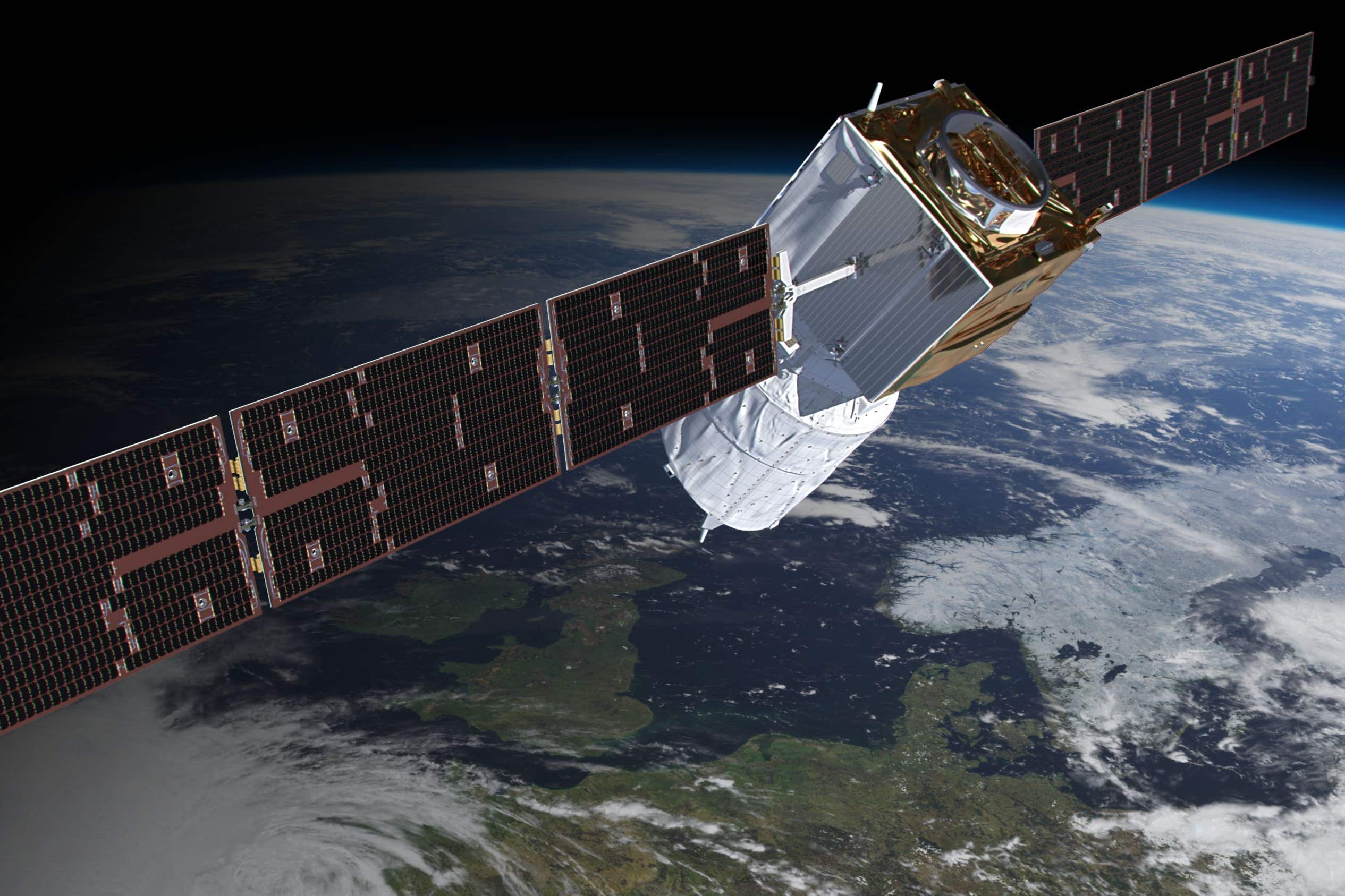 Artist’s impression of the Aeolus satellite (ESA/ATG medialab)