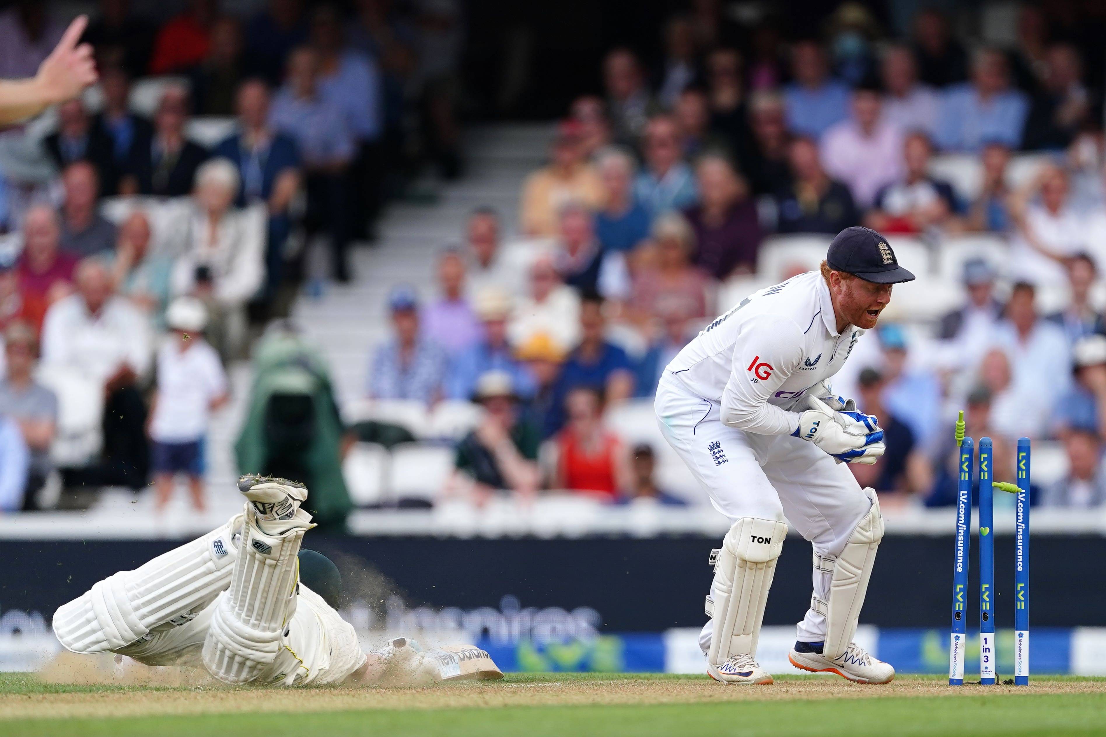 Steve Smith dives for his ground as he survives being run out (Mike Egerton/PA).