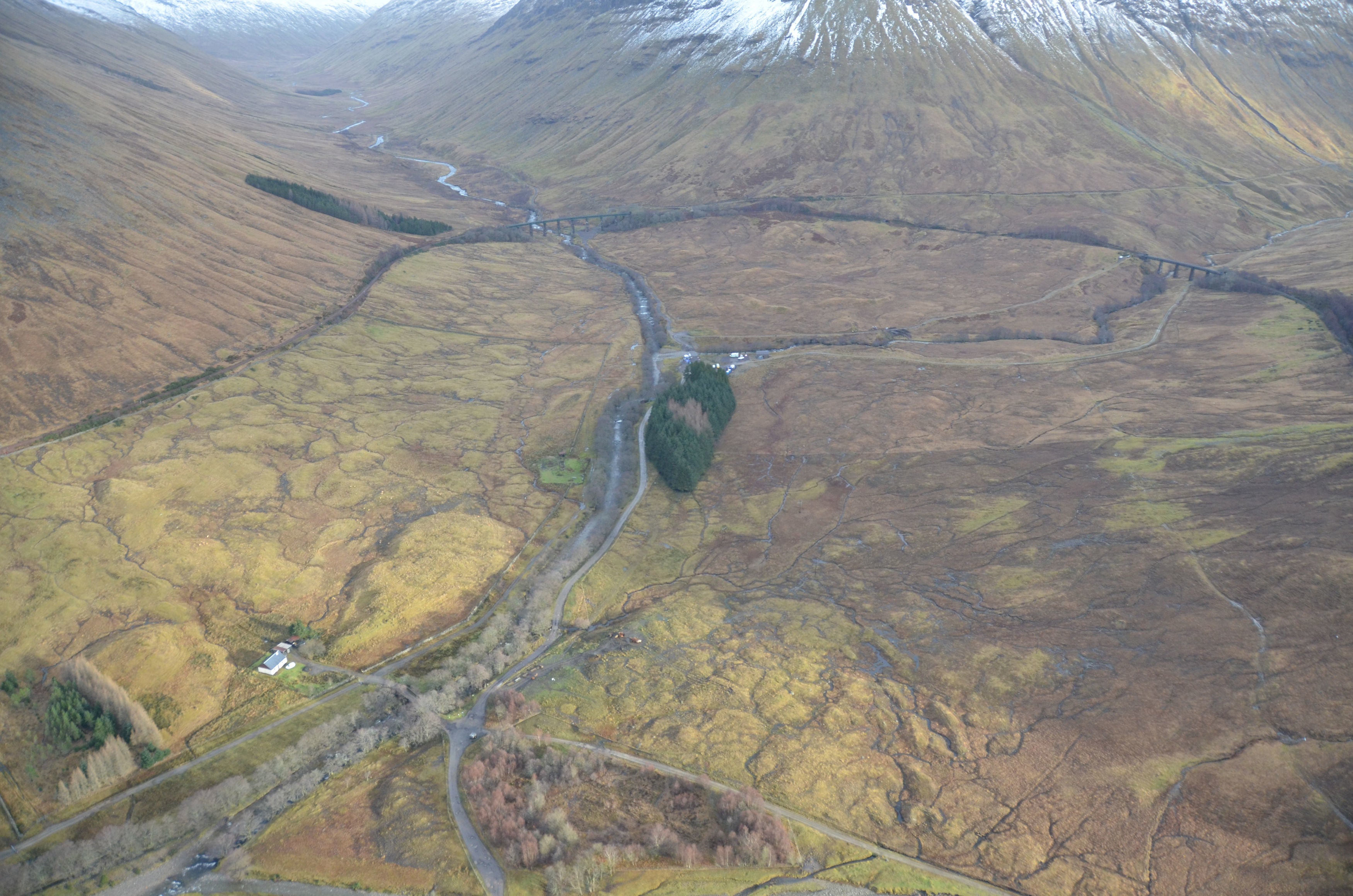 An aerial view of the Auch estate, where the body of charity cyclist Mr Parsons was moved