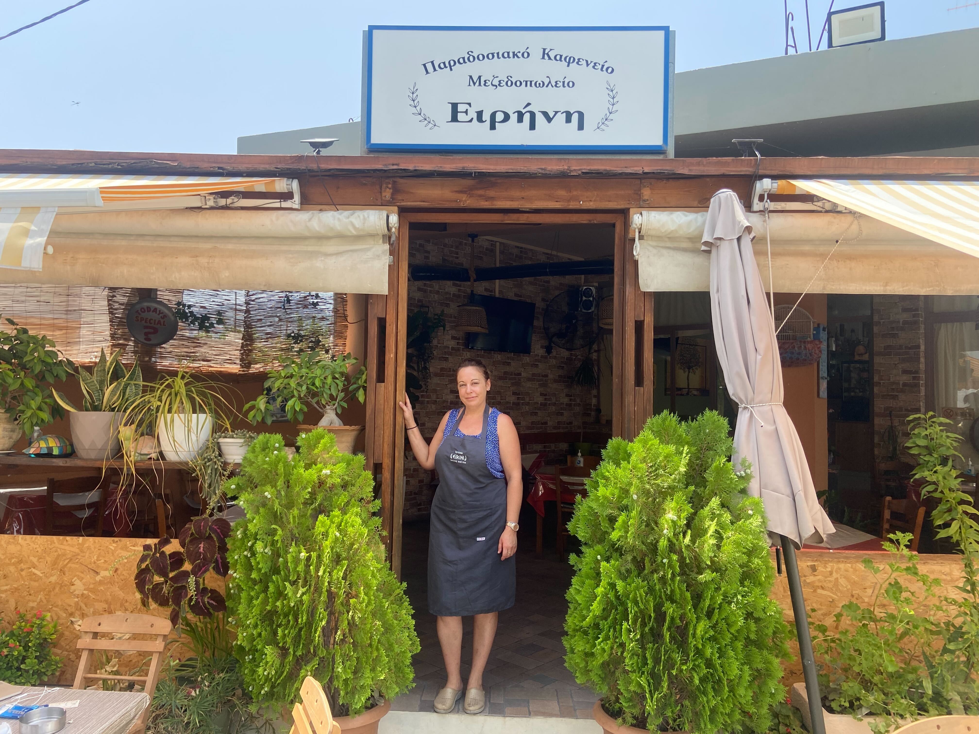 Restaurant owner Eirini Kousoulini remained at her house as fire approached Malonas earlier this week