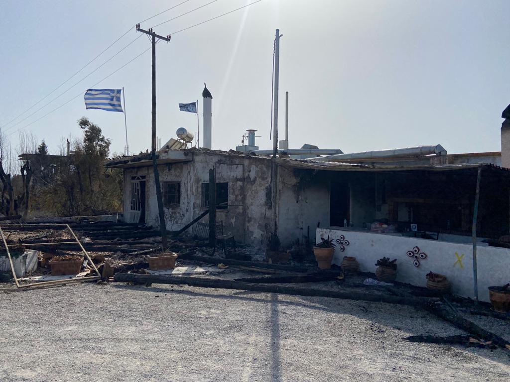 The owners of Angelaki Taverna, in Kiotari, hope to rebuild their damaged restaurant by next summer