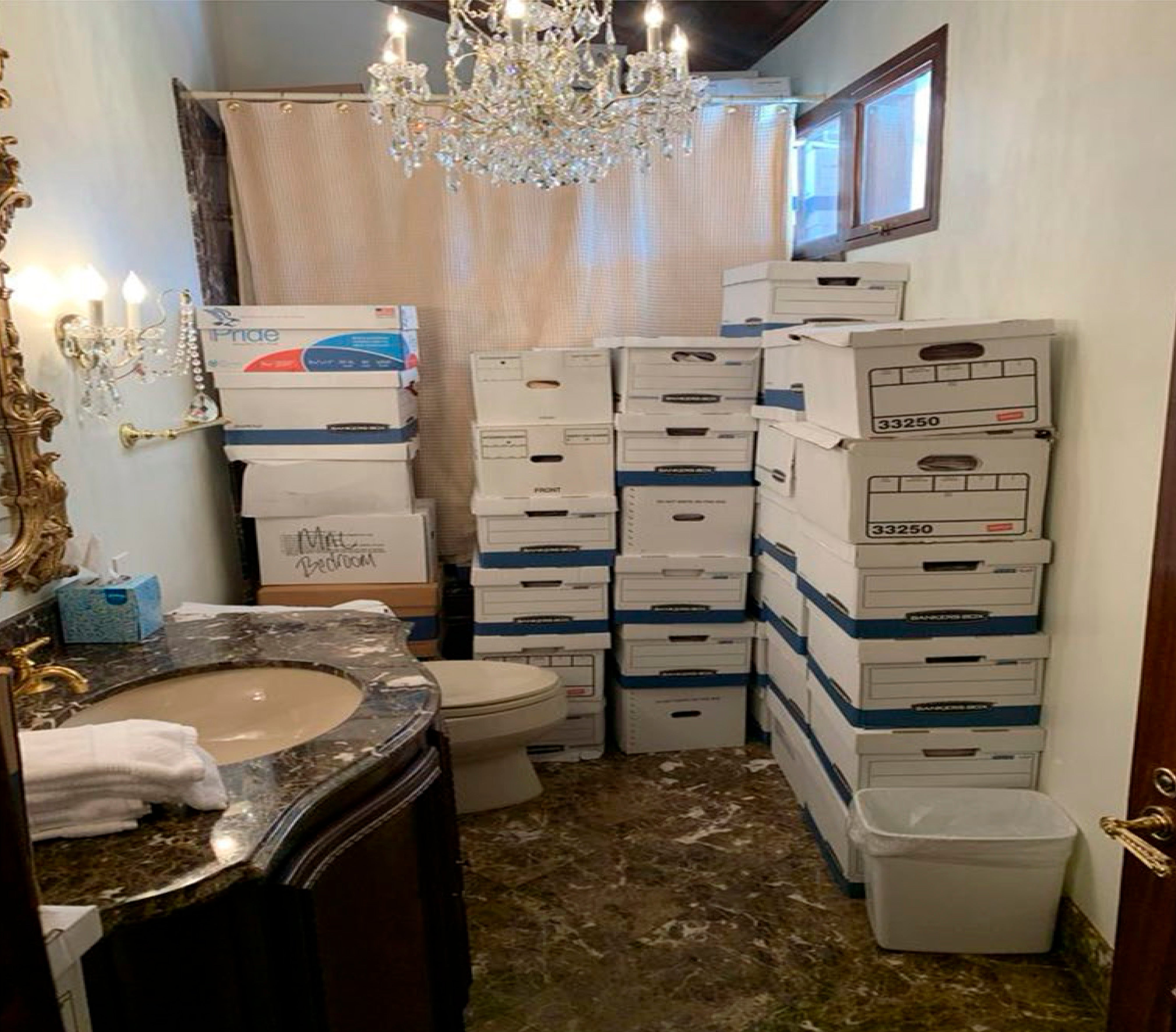 Boxes of papers were found at Mar-a-Lago, including in a bathroom