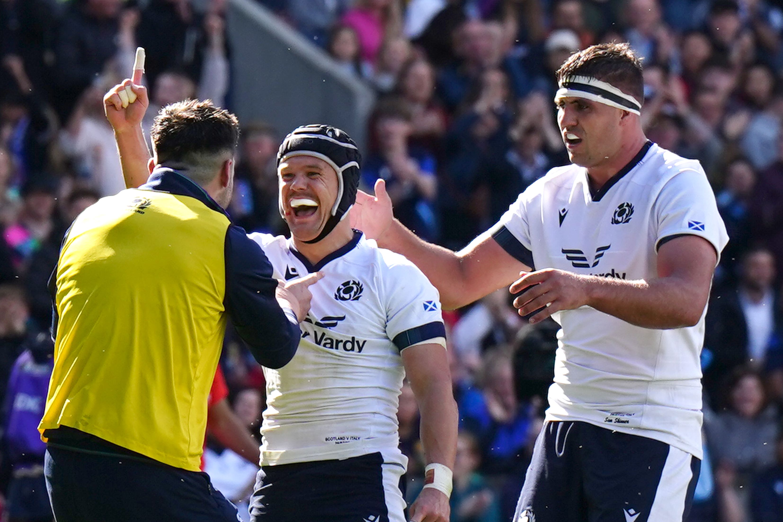 Darcy Graham celebrates scoring against Italy (Jane Barlow/PA)