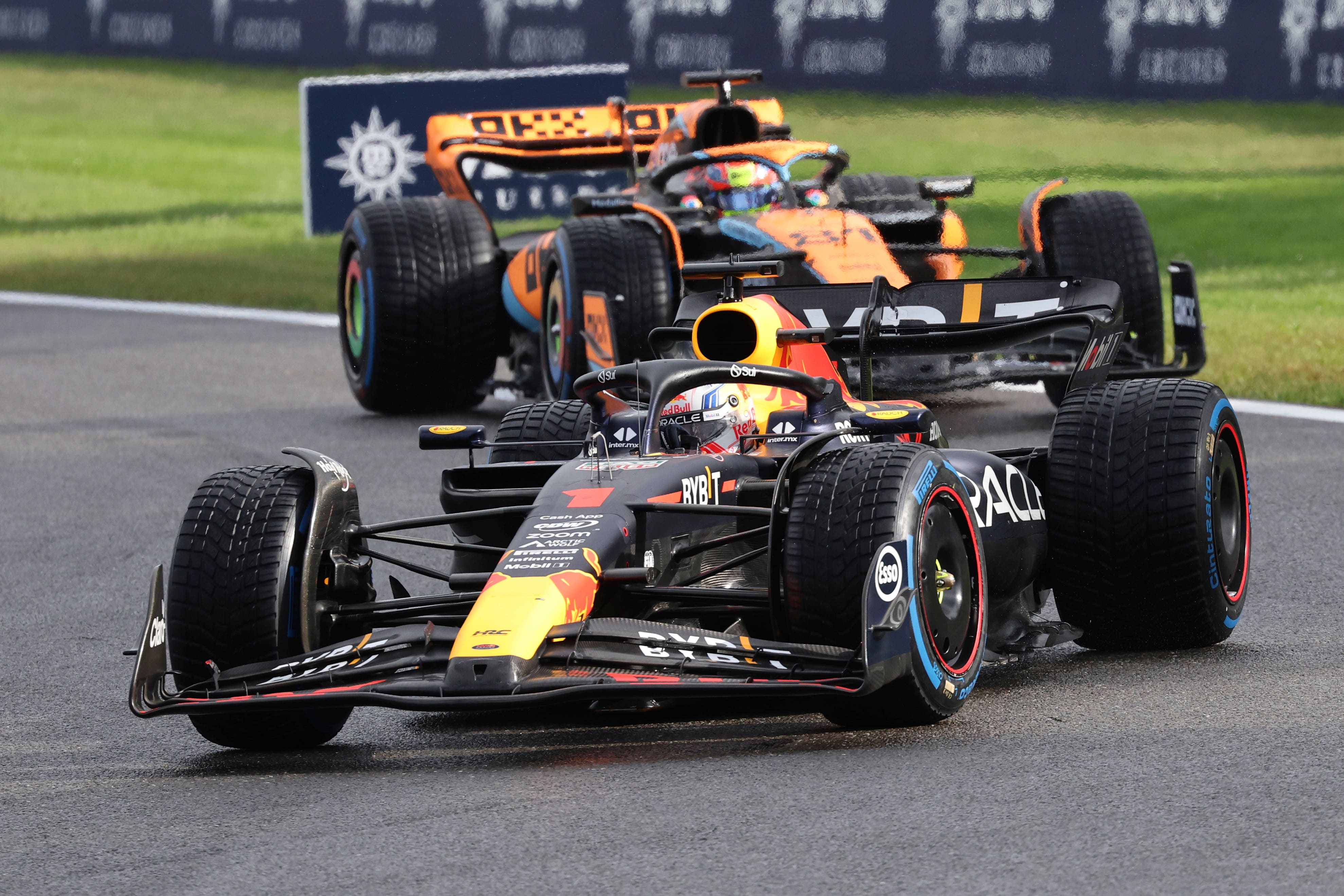 Max Verstappen saw off the challenge of Oscar Piastri to win the sprint (AP Photo/Geert Vanden Wijngaert)