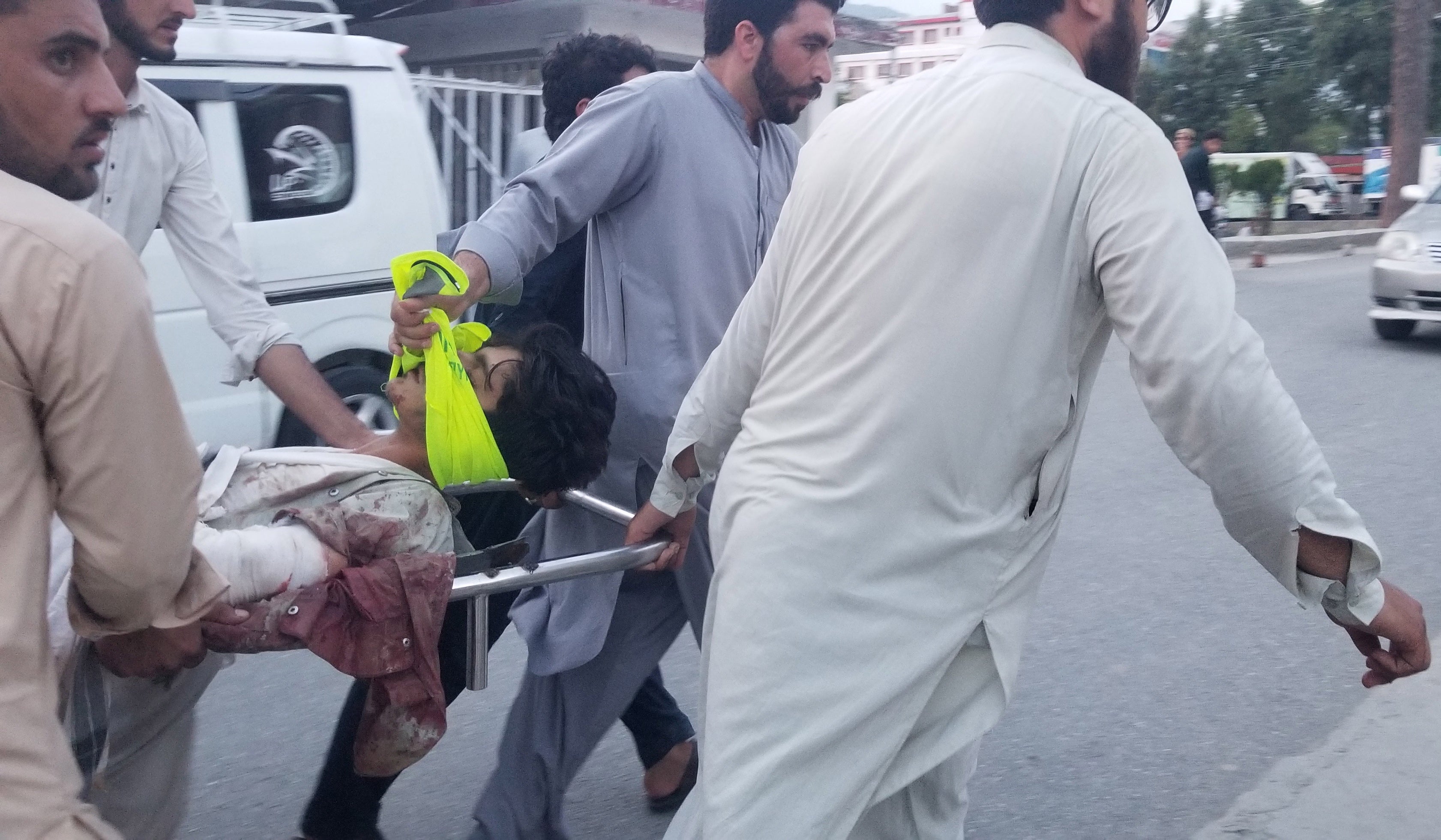 An injured man is shifted to a hospital