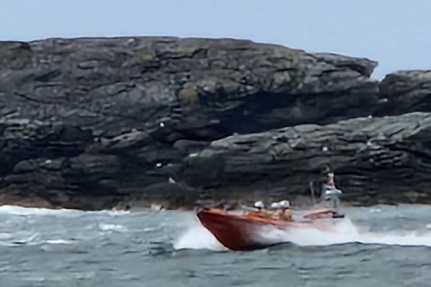 A Coastguard boat takes part in the search for the missing fisherman (@liamjsmithy/PA)