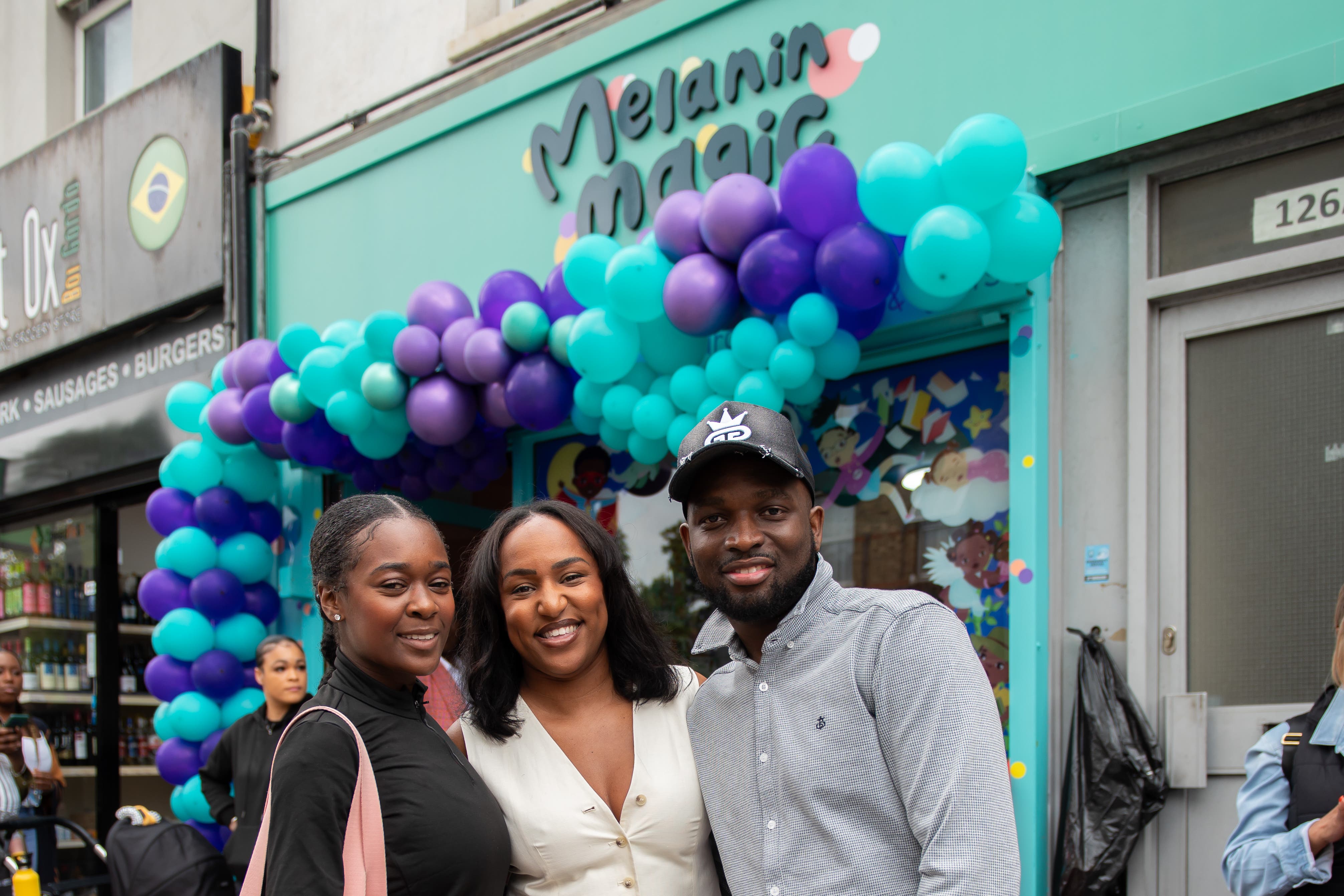 Kelly-Jade Nicholls, 36, from Thornton Heath, London, founder of Melanin Magic (middle) (Tabz Wilson/PA)