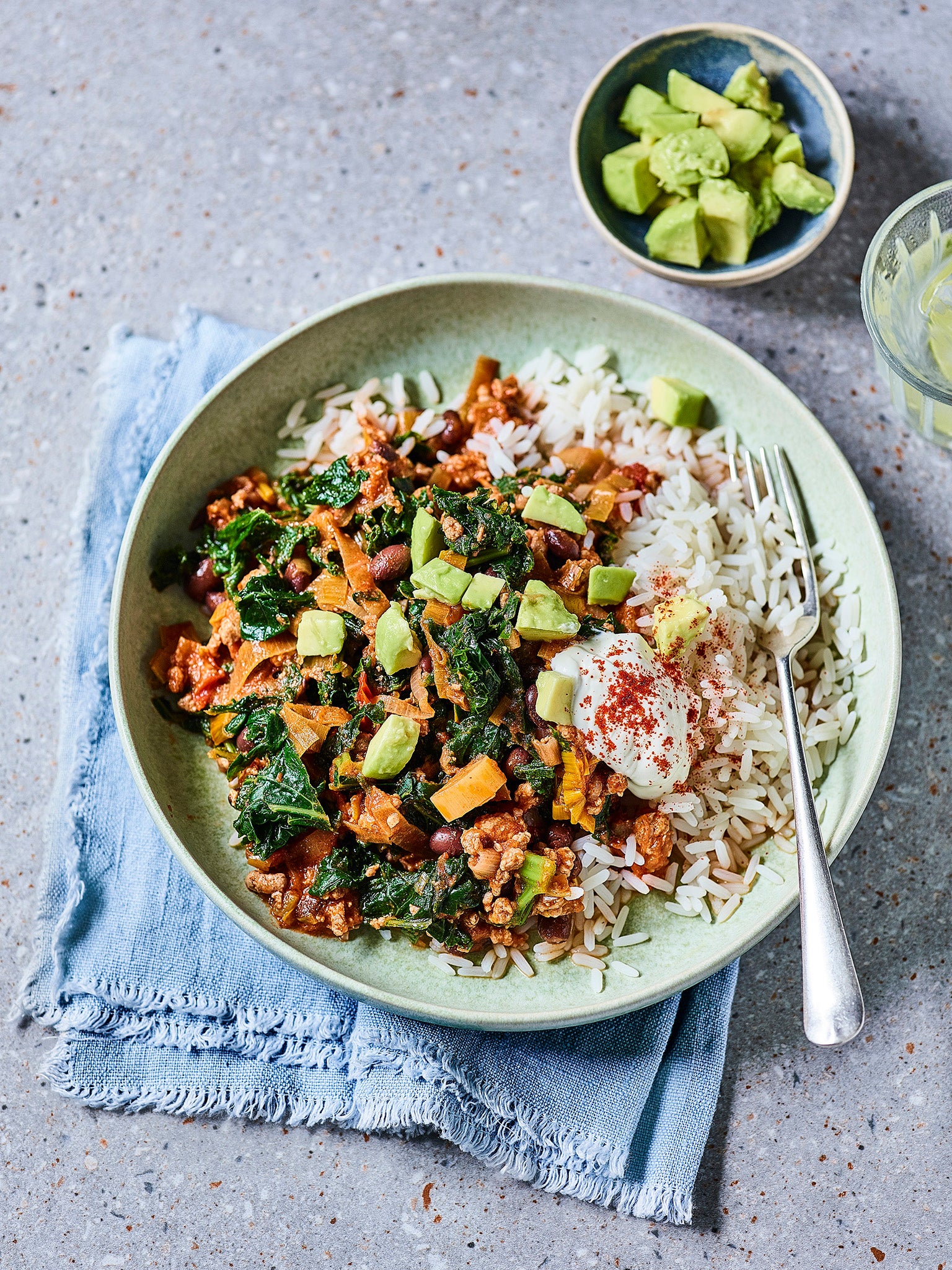 For a healthy twist on the classic chilli, try the chicken and kale chilli