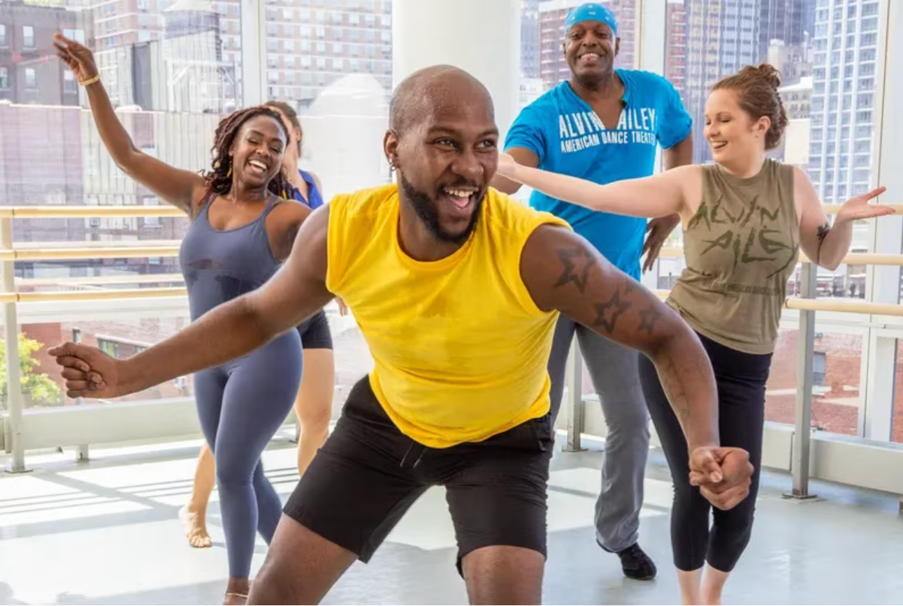 O’Shae Sibley with fellow students from the the Ailey Extension dance school in Manhattan