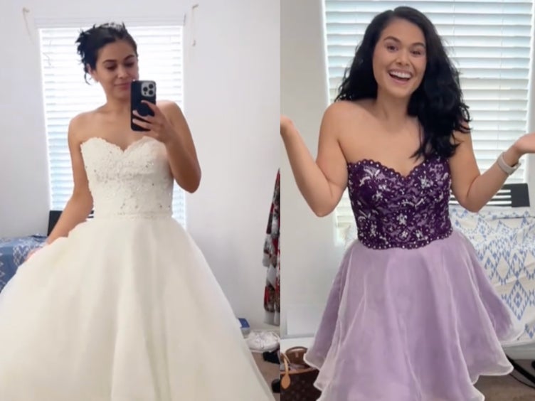 Bride cuts and dyes her wedding dress to wear to Taylor Swift’s Eras Tour