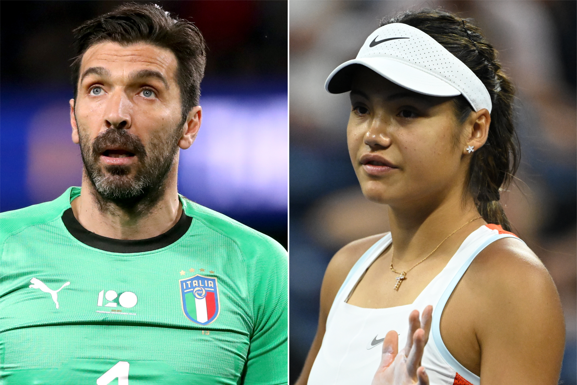 Gianluigi Buffon and Emma Raducanu (PA)