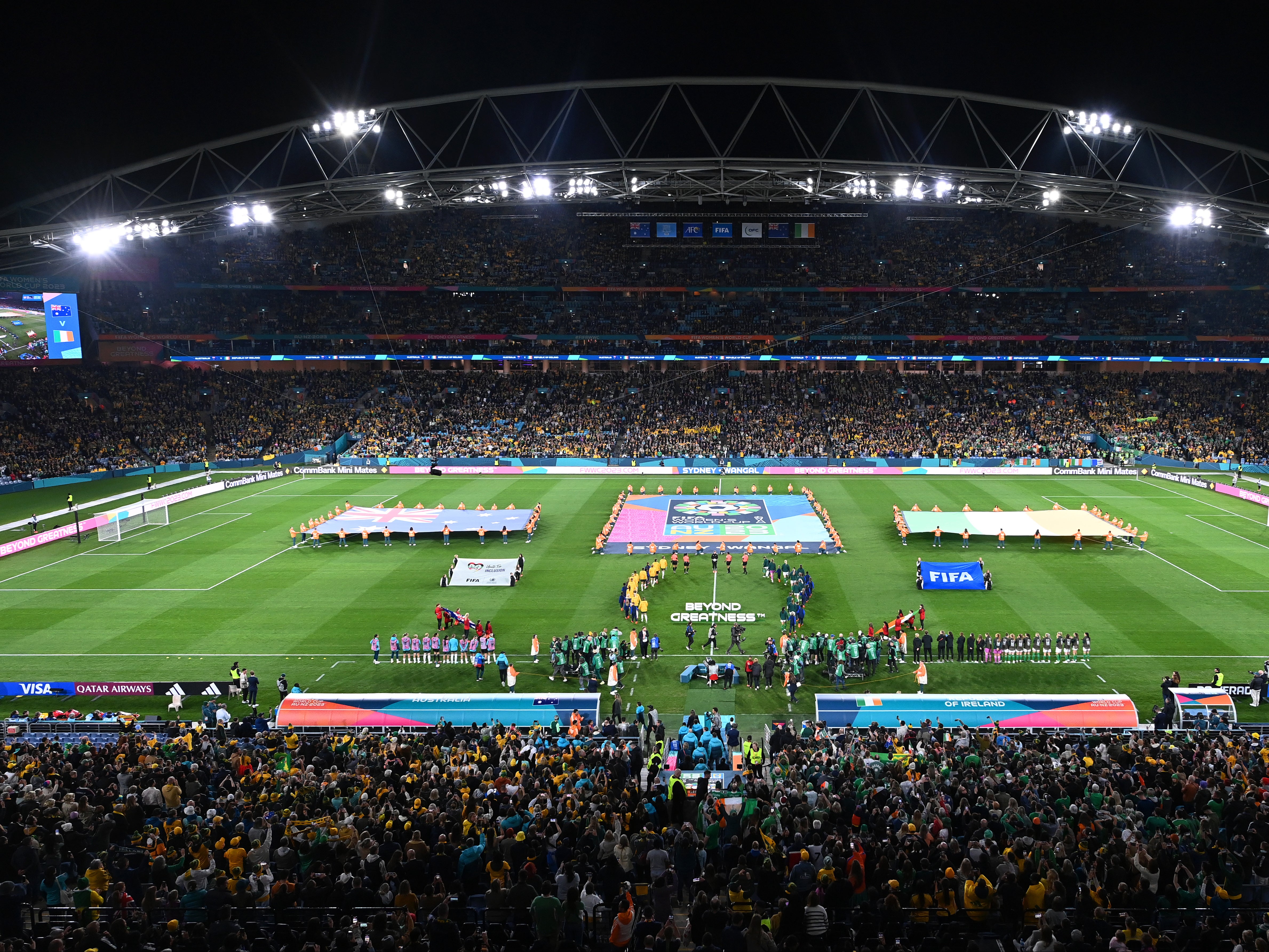 Stadium Australia in Sydney hosted the Group B opener between Australia and Ireland on 20 July