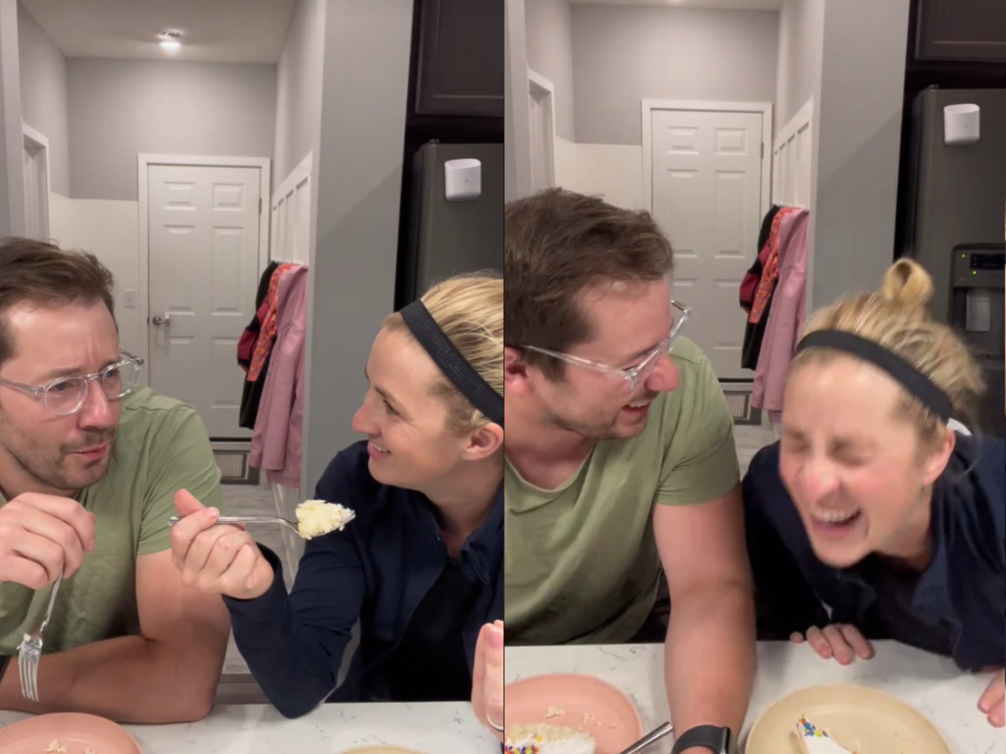 TikTokers Dillon and Suzanne White shared a hilarious video about why their child thought ‘mums foam at the mouth’ during birth