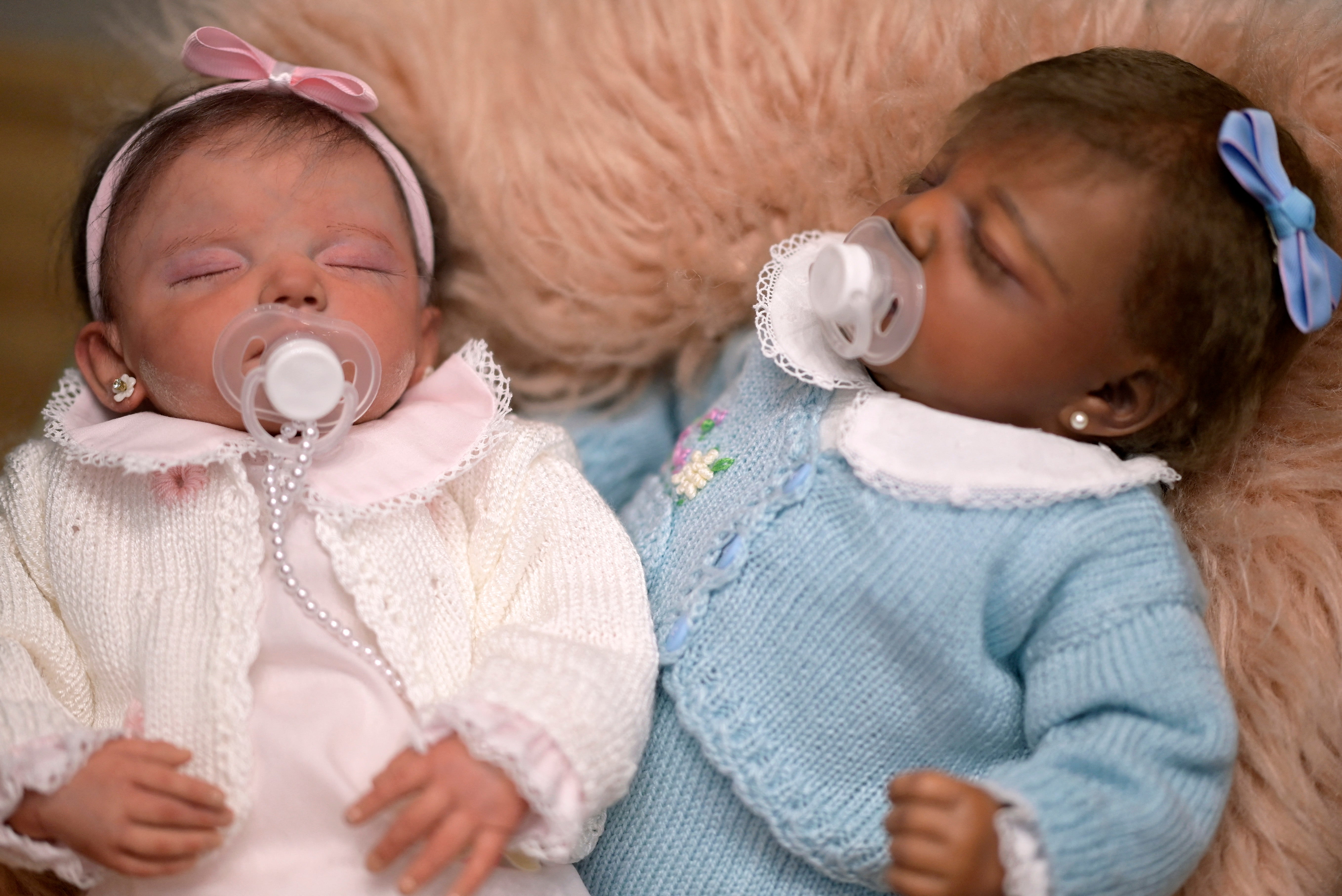 View of super realistic dolls during a gathering of collectors and producers in a mall in Belo Horizonte, Minas Gerais state, Brazil on November 6, 2022