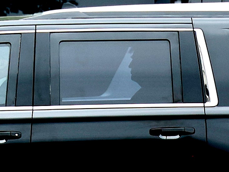 Former US President Donald Trump arrives at the E. Barrett Prettyman courthouse in Washington DC