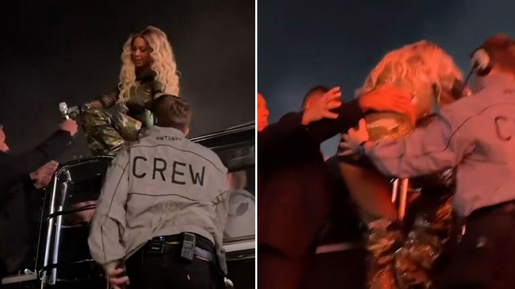 Beyoncé helped down from stage prop after technical glitch plagues performance: ‘Someone’s getting fired’