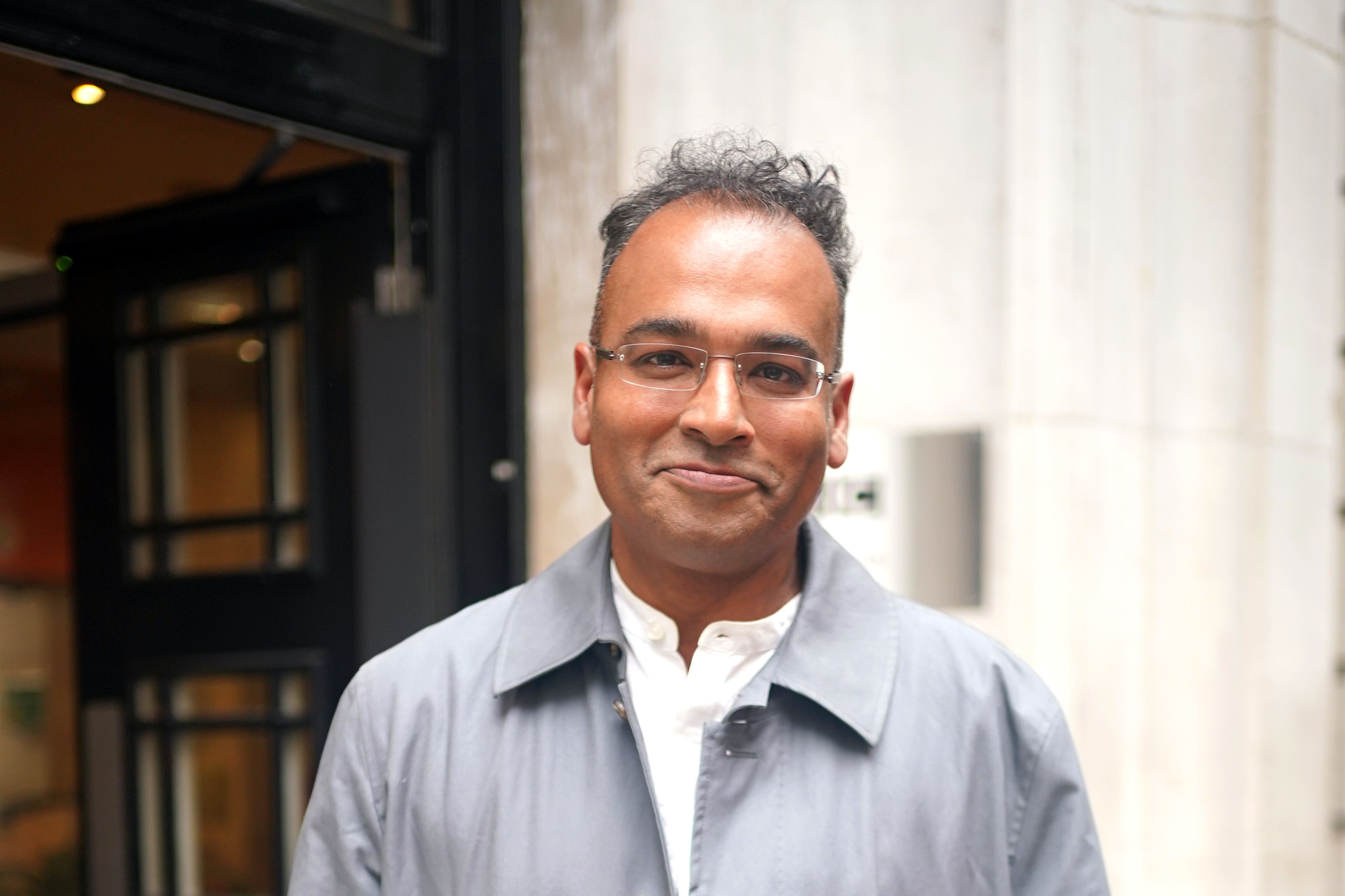 Krishnan Guru-Murthy outside Wogan House in London, after he was announced by Claudia Winkleman as the fourth confirmed celebrity(Yui Mok/PA)