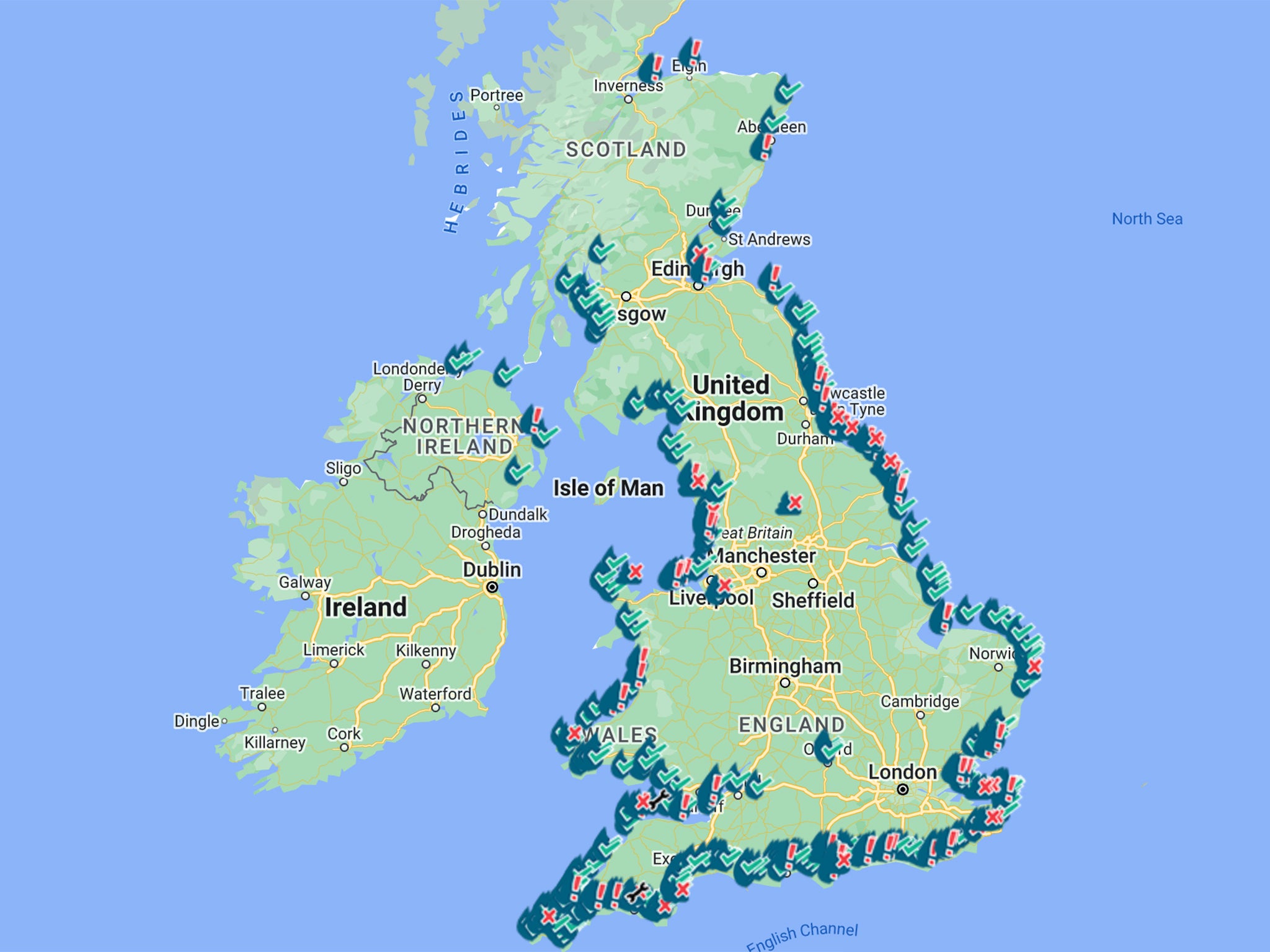 This Surfers Against Sewage map shows the reported discharges from August this year at the height of the summer holidays