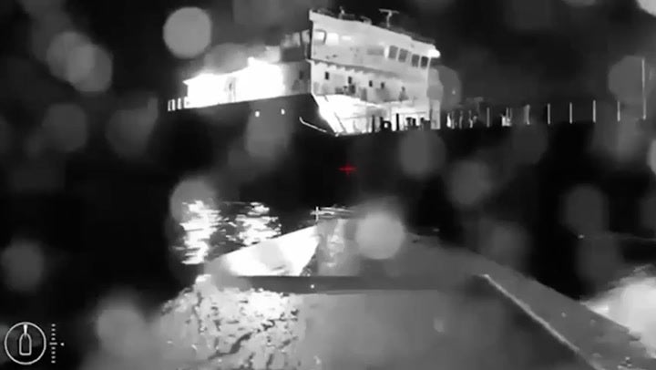 Moment sea drone ‘hits Russian tanker’ near Crimea captured in dramatic footage