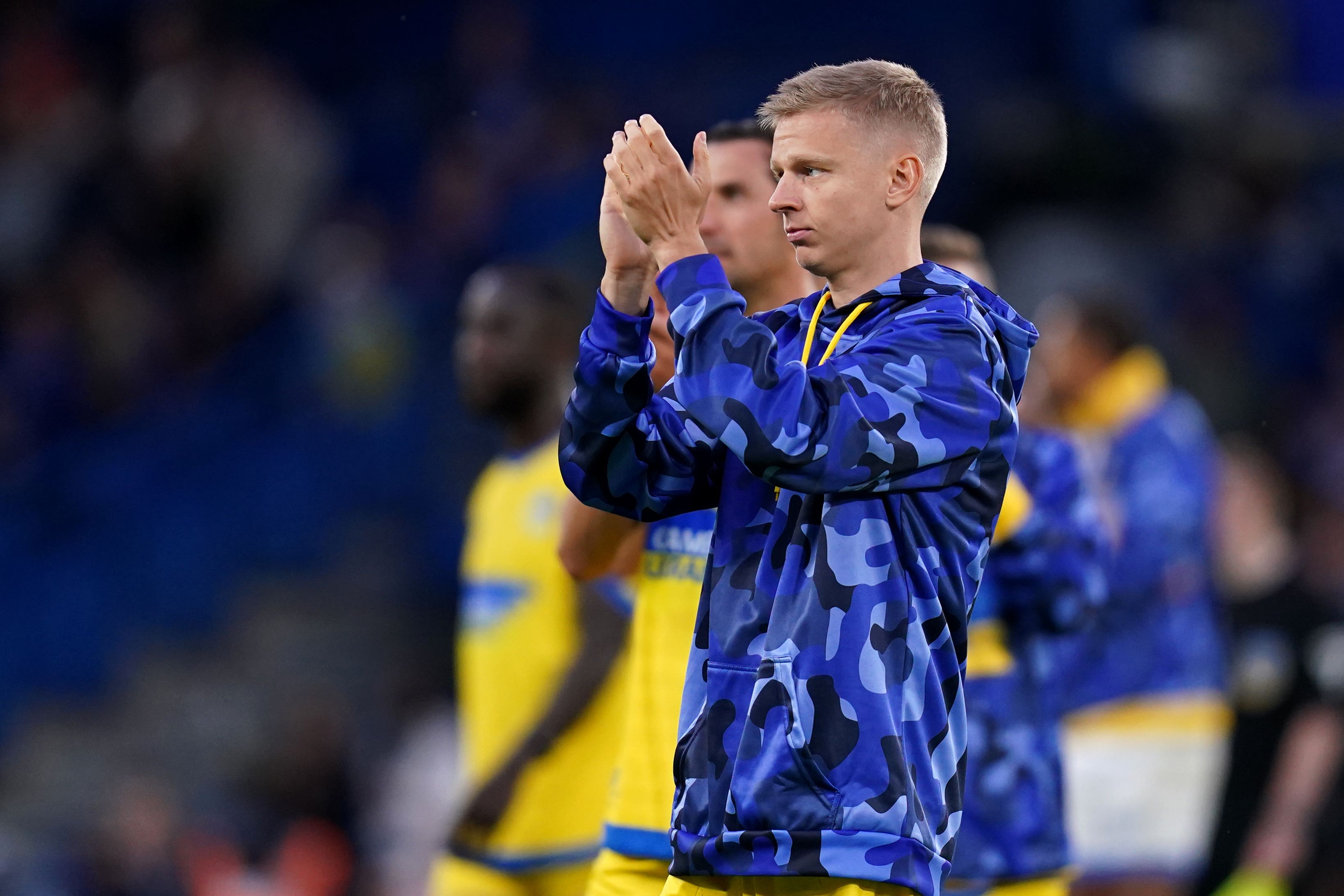 Oleksandr Zinchenko played 11 minutes of the Game4Ukraine at Stamford Bridge (John Walton/PA)