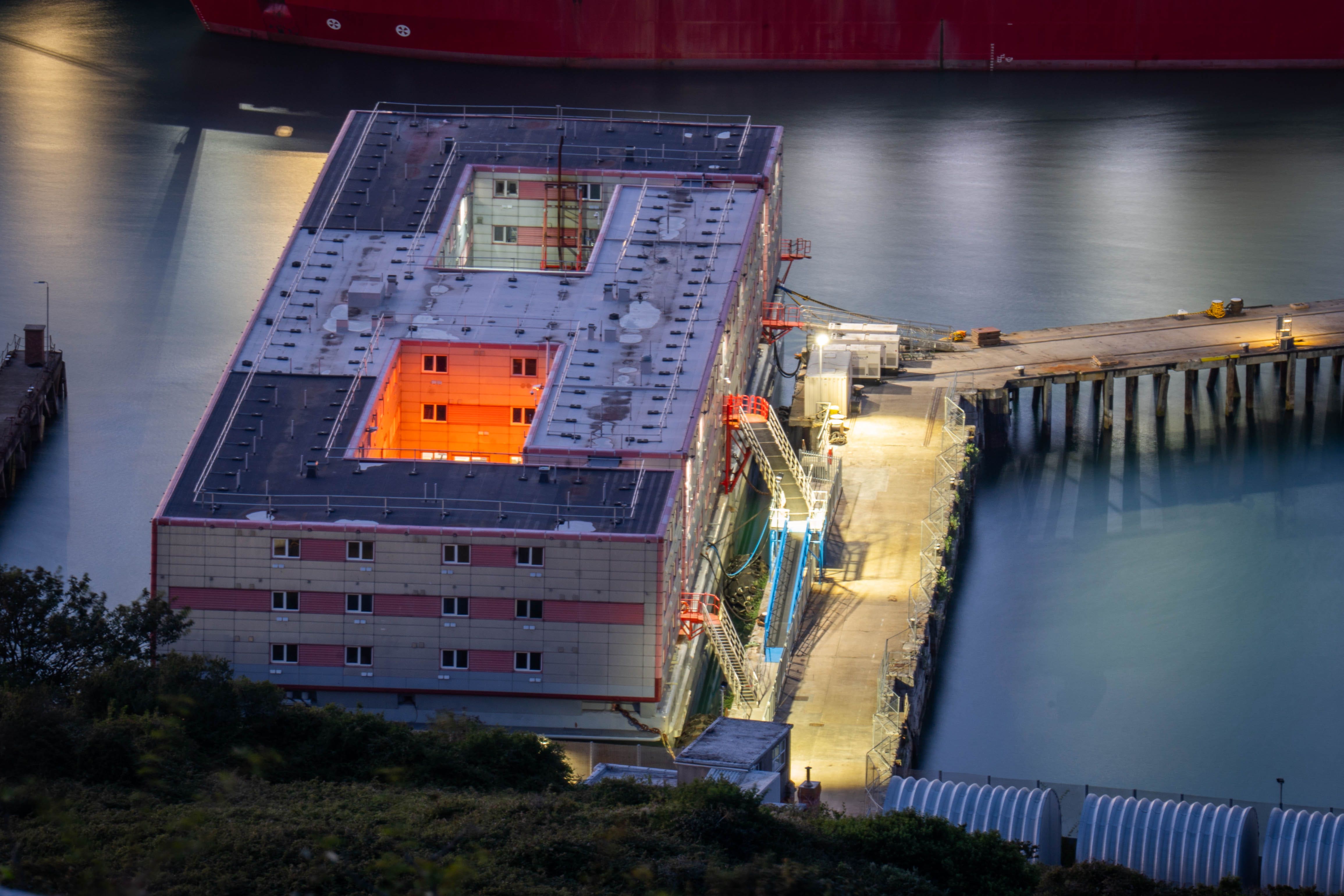 The first 50 migrants are expected to arrive at the Bibby Stockholm barge today (James Manning/PA)