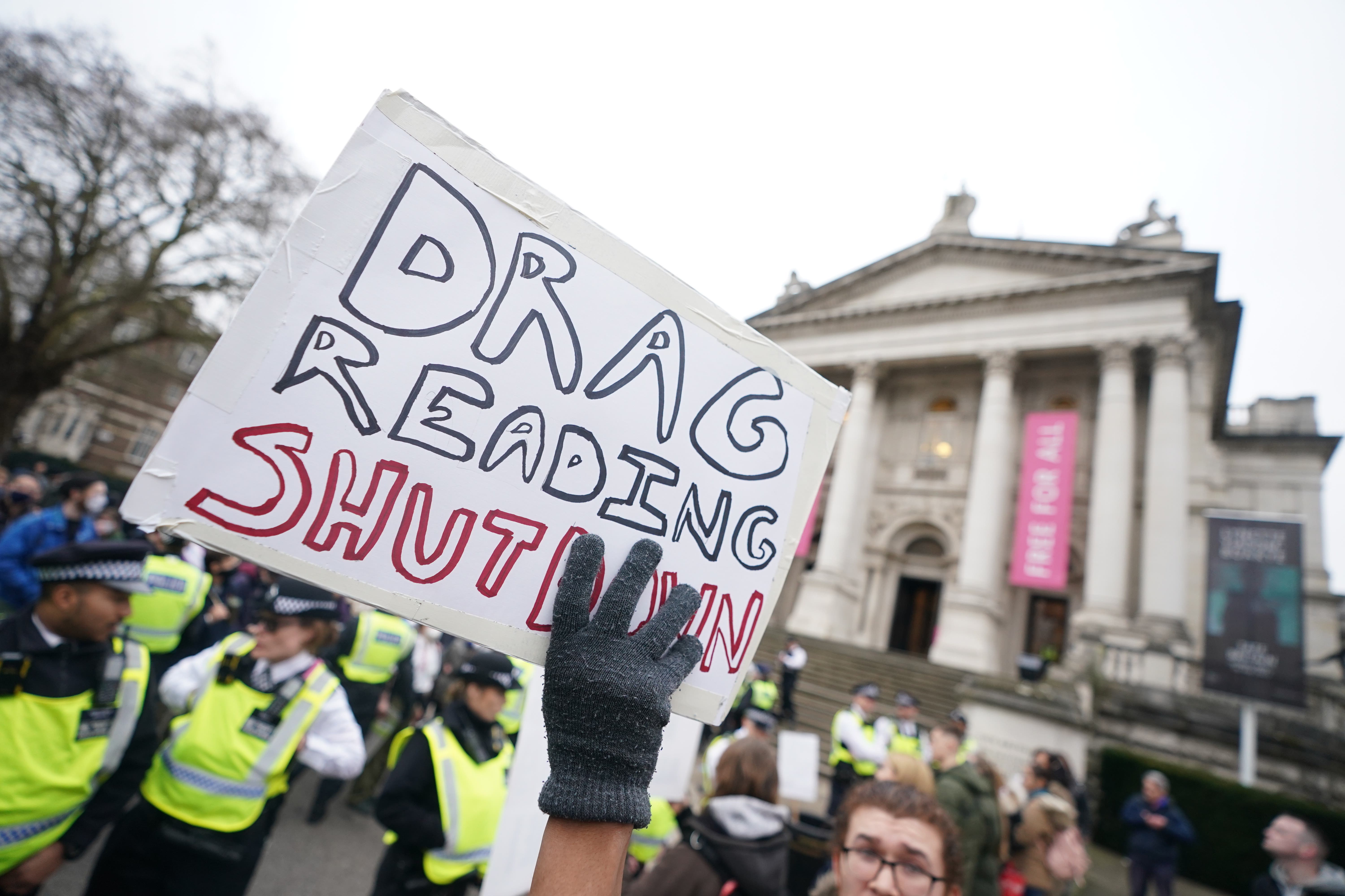 Protesters outside the Tate Britain in February (James Manning/PA)