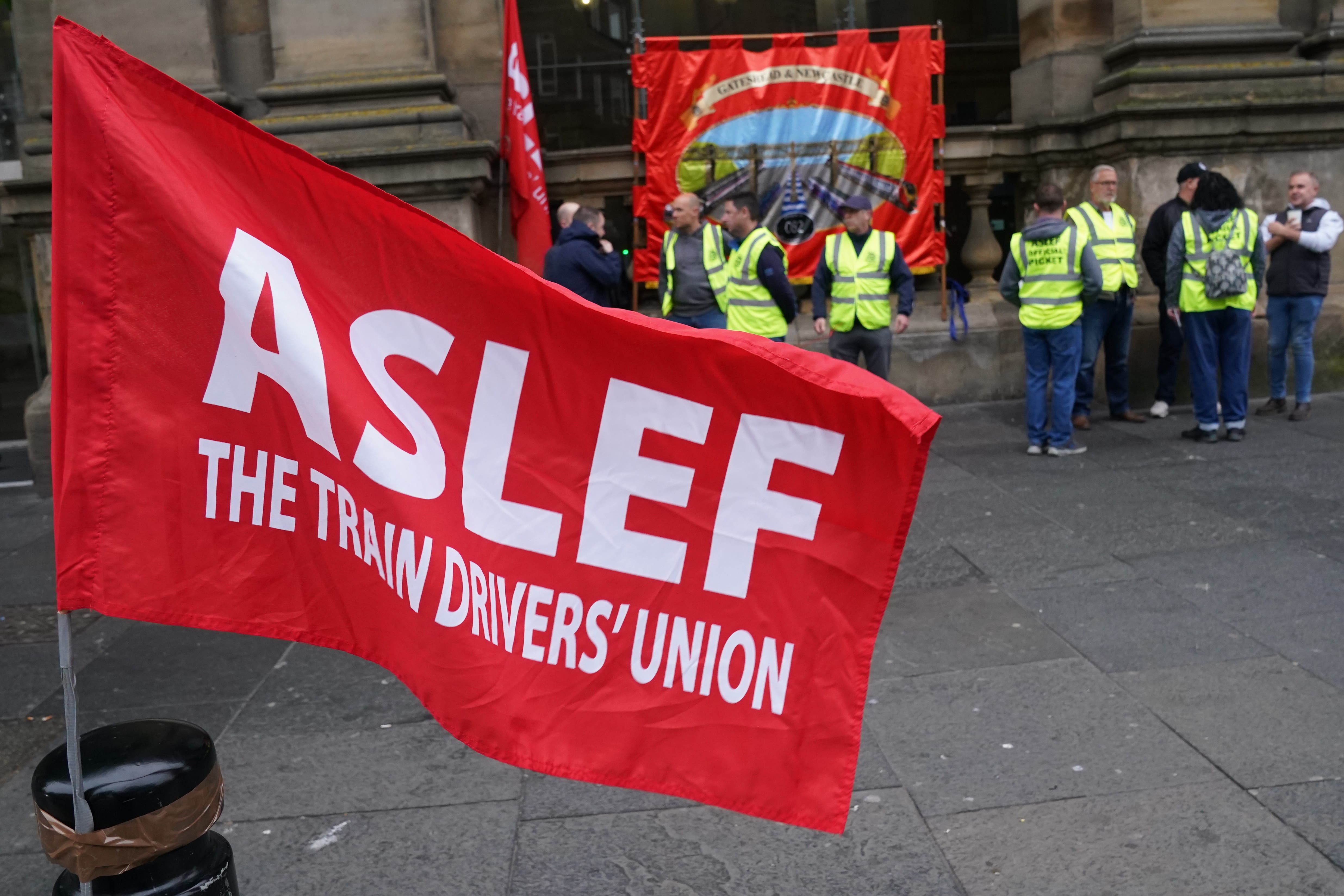 Members of the drivers’ union Aslef (Owen Humphreys/PA)