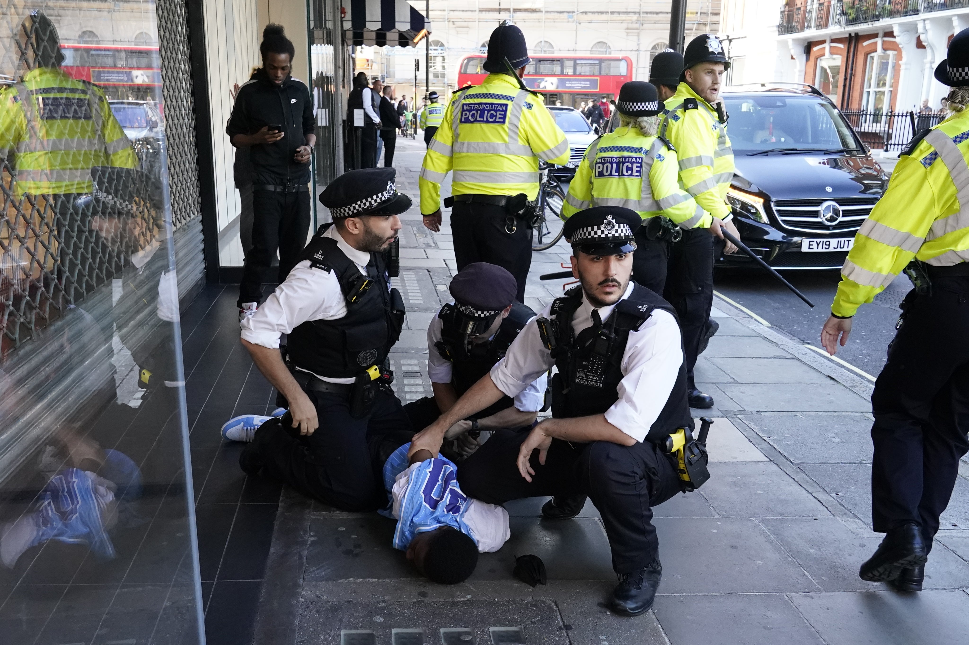 Metropolitan Police officers arrested nine people in connection with the planned disorder