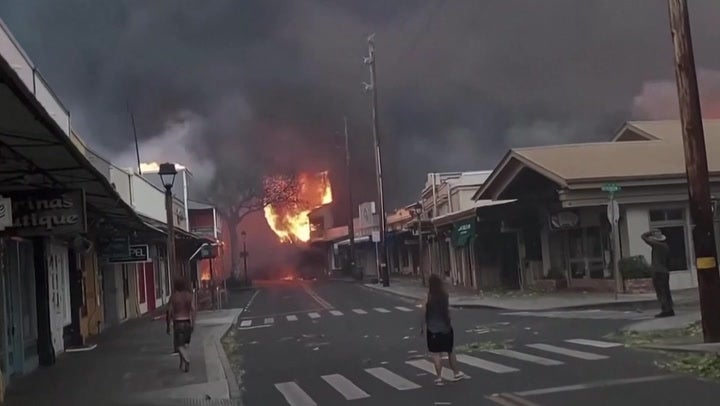 Wildfire roars through Hawaii's historic Lahaina town