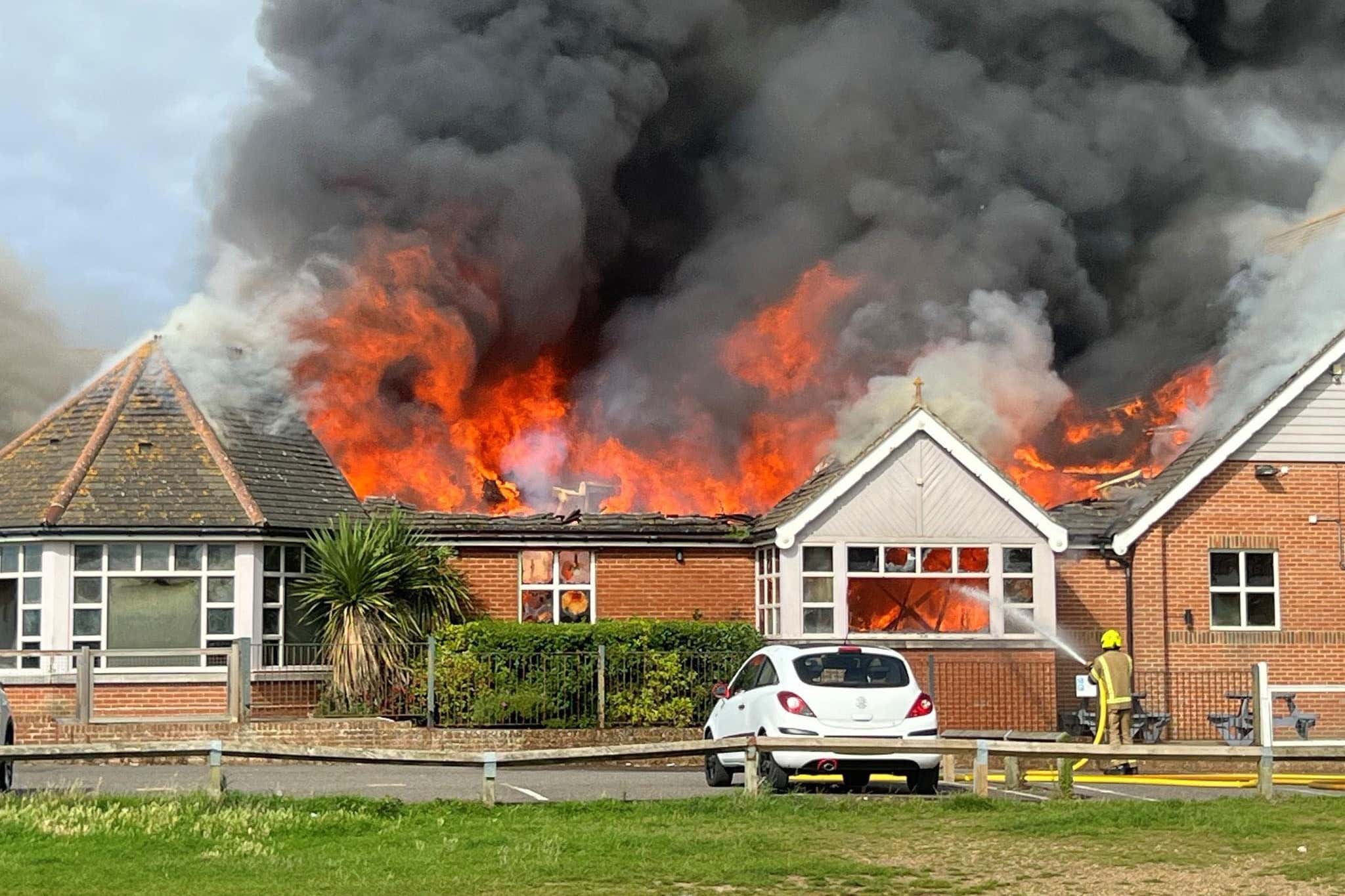 Black smoke billowed from a Harvester in Littlehampton after a kitchen fire spread (Connor Tombs/PA)