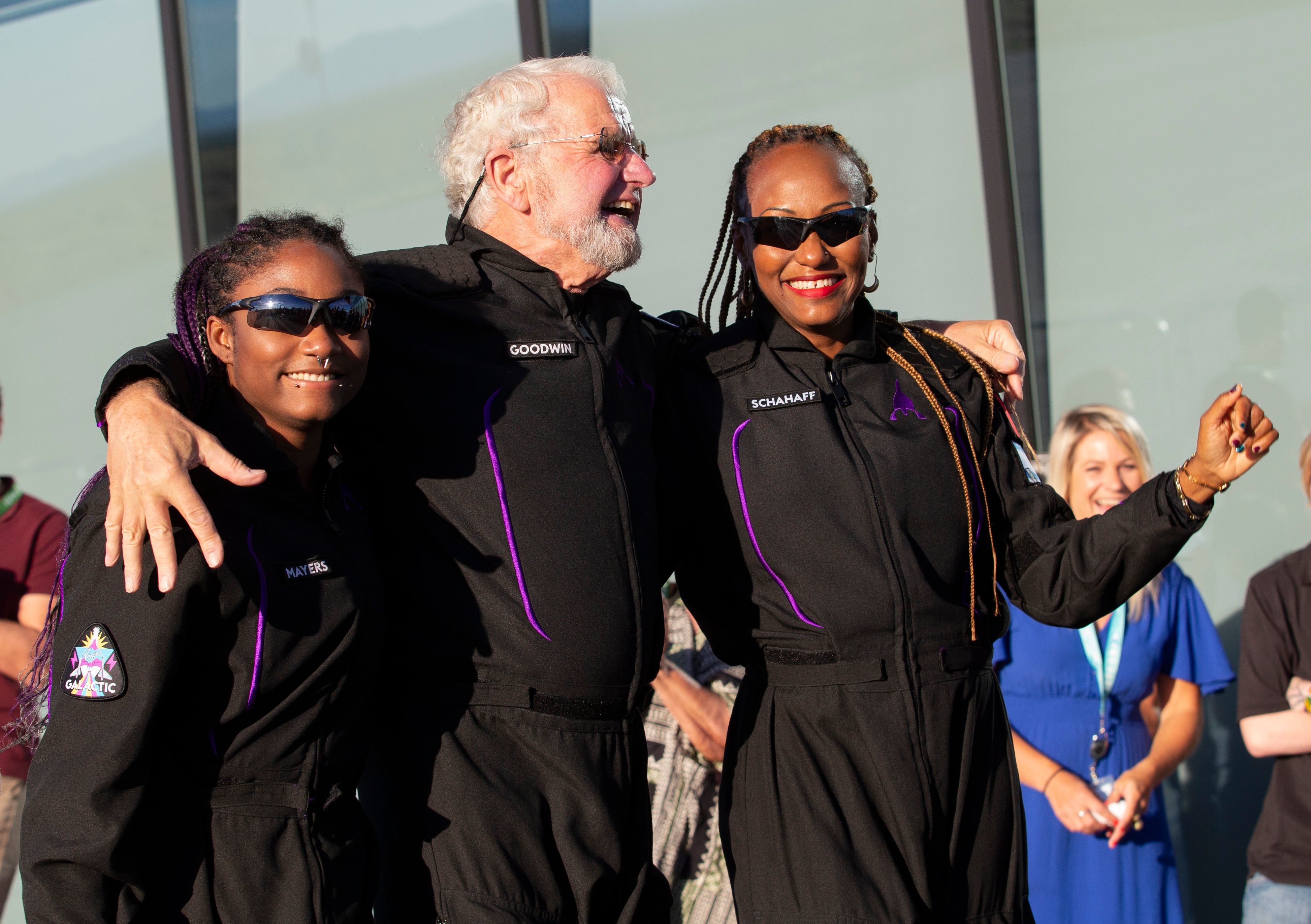 Anastatia Mayers, Jon Goodwin and Keisha Schahaff were on board the historic flight