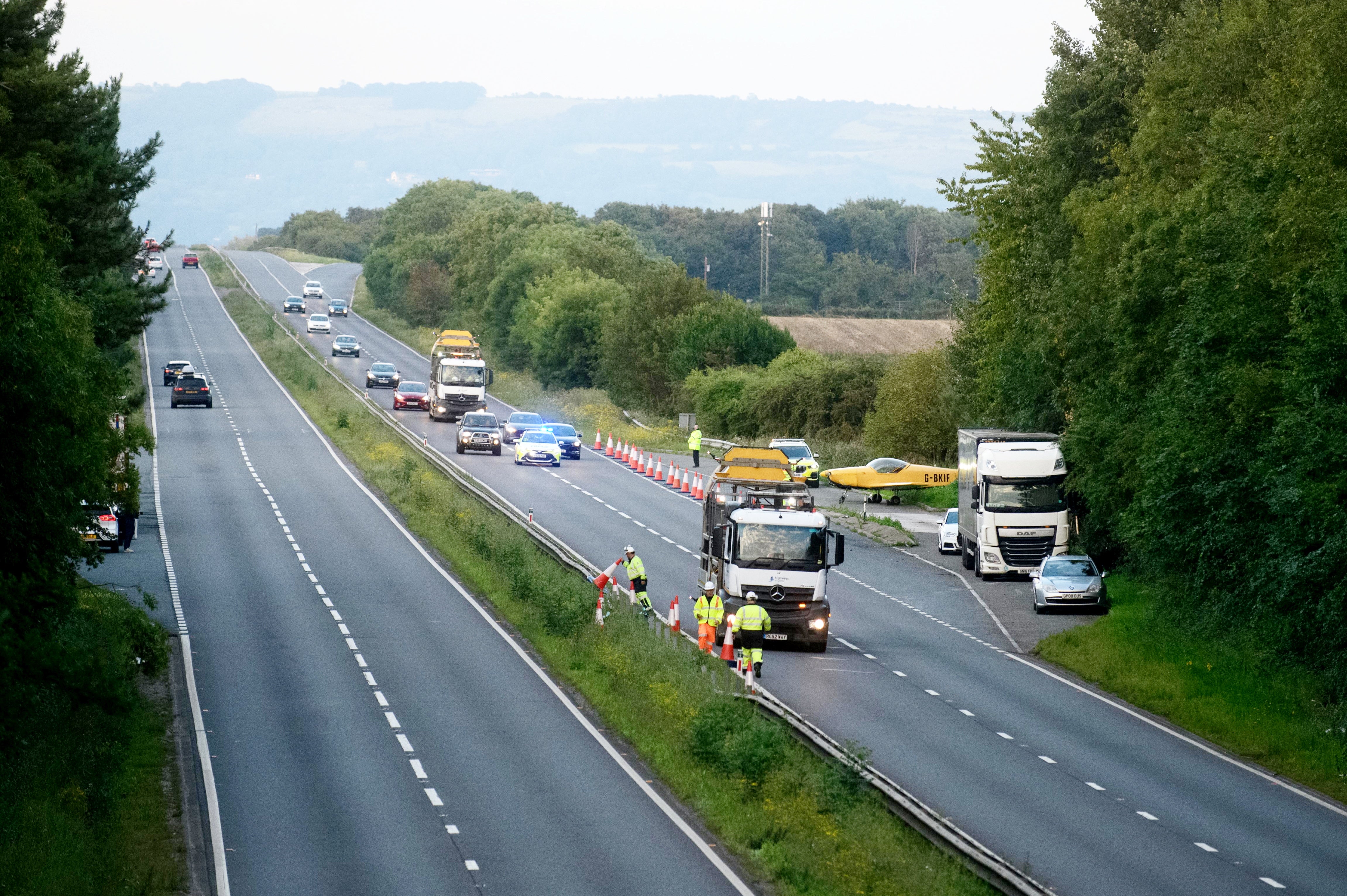 The plane was moved to a layby close to where it landed