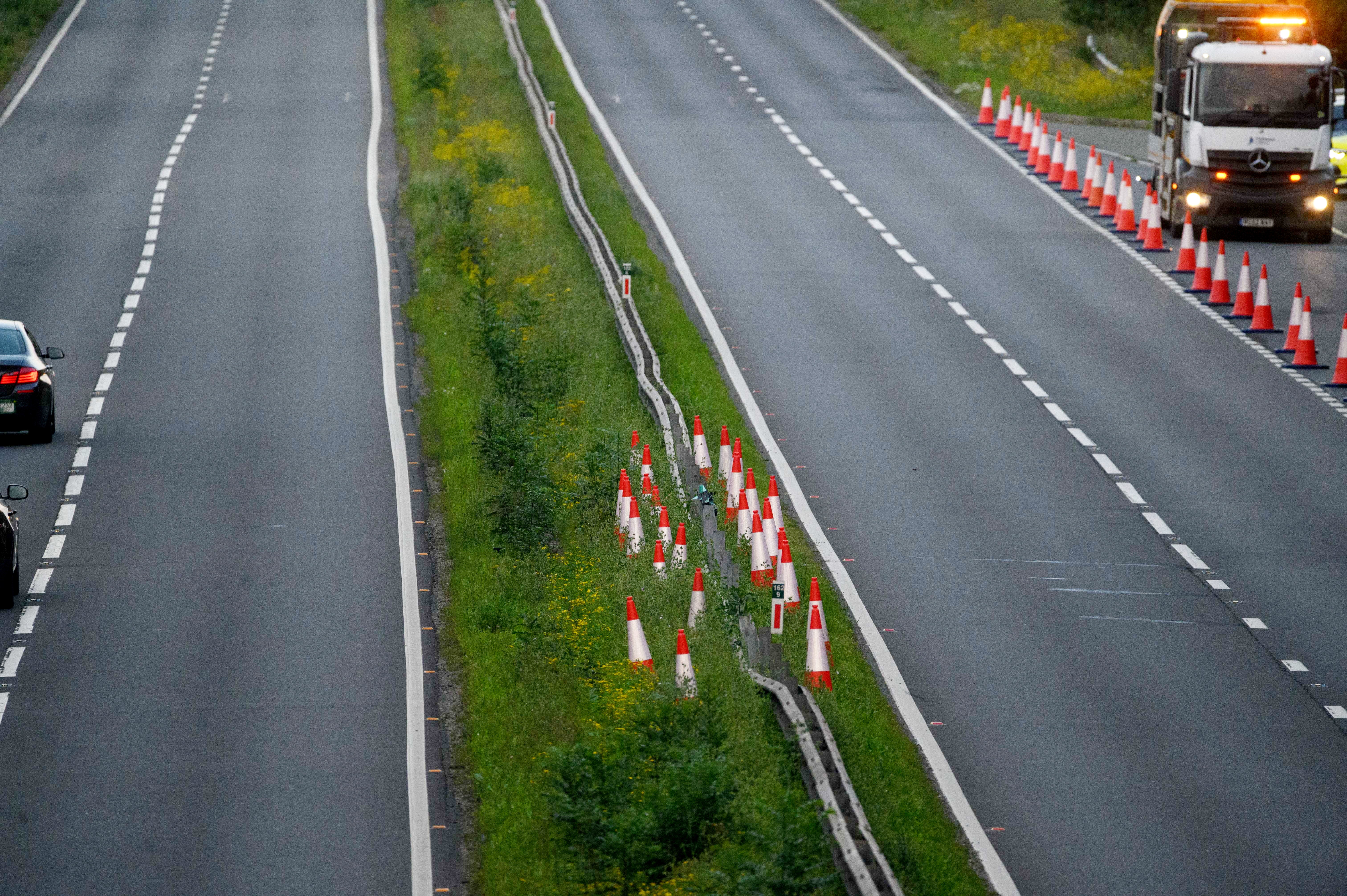 Damage could be seen to the barrier where the plane appeared to have landed