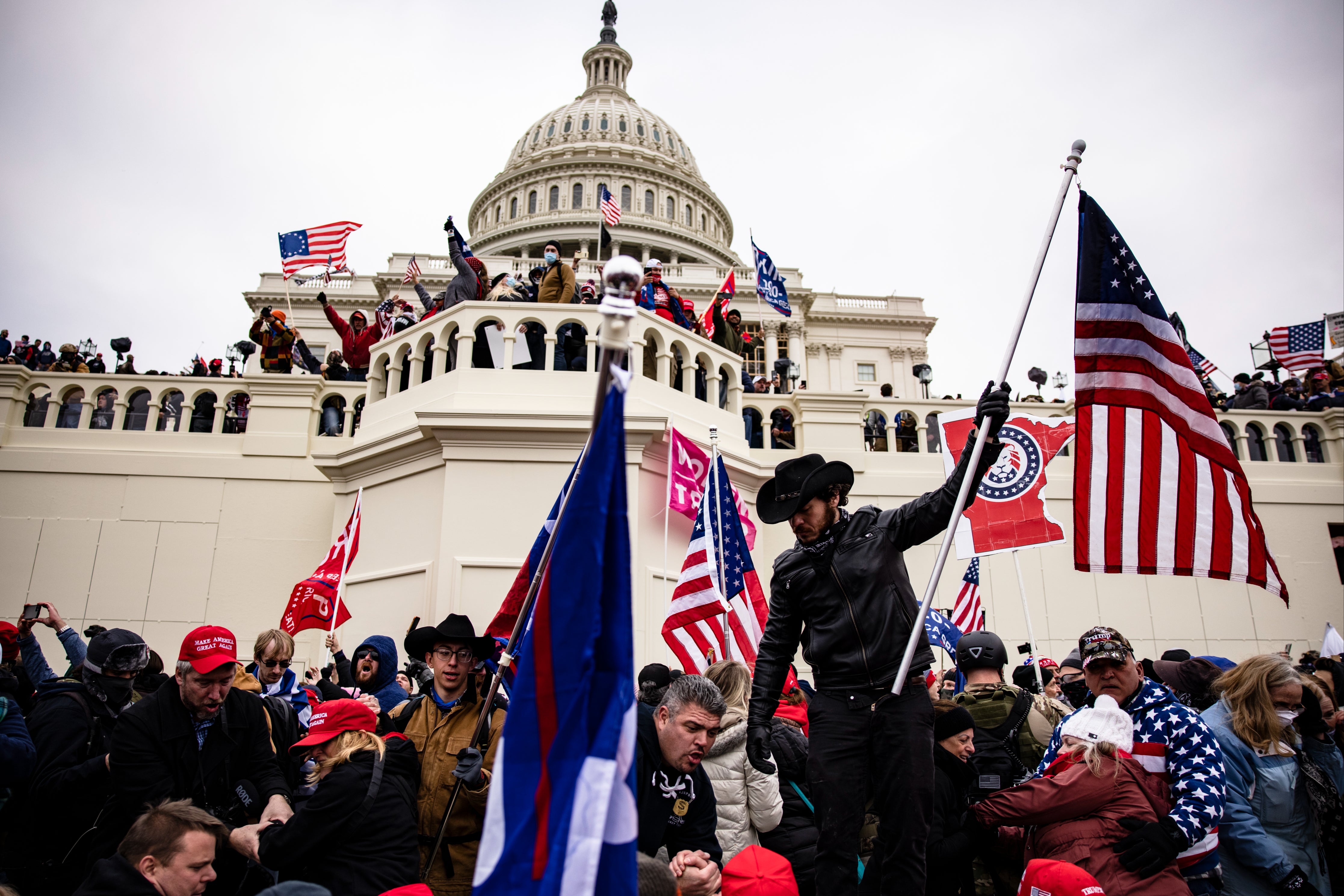 Pro-Trump supporters storm the U.S. Capitol following a rally with President Donald Trump on January 6, 2021 in Washington, DC.