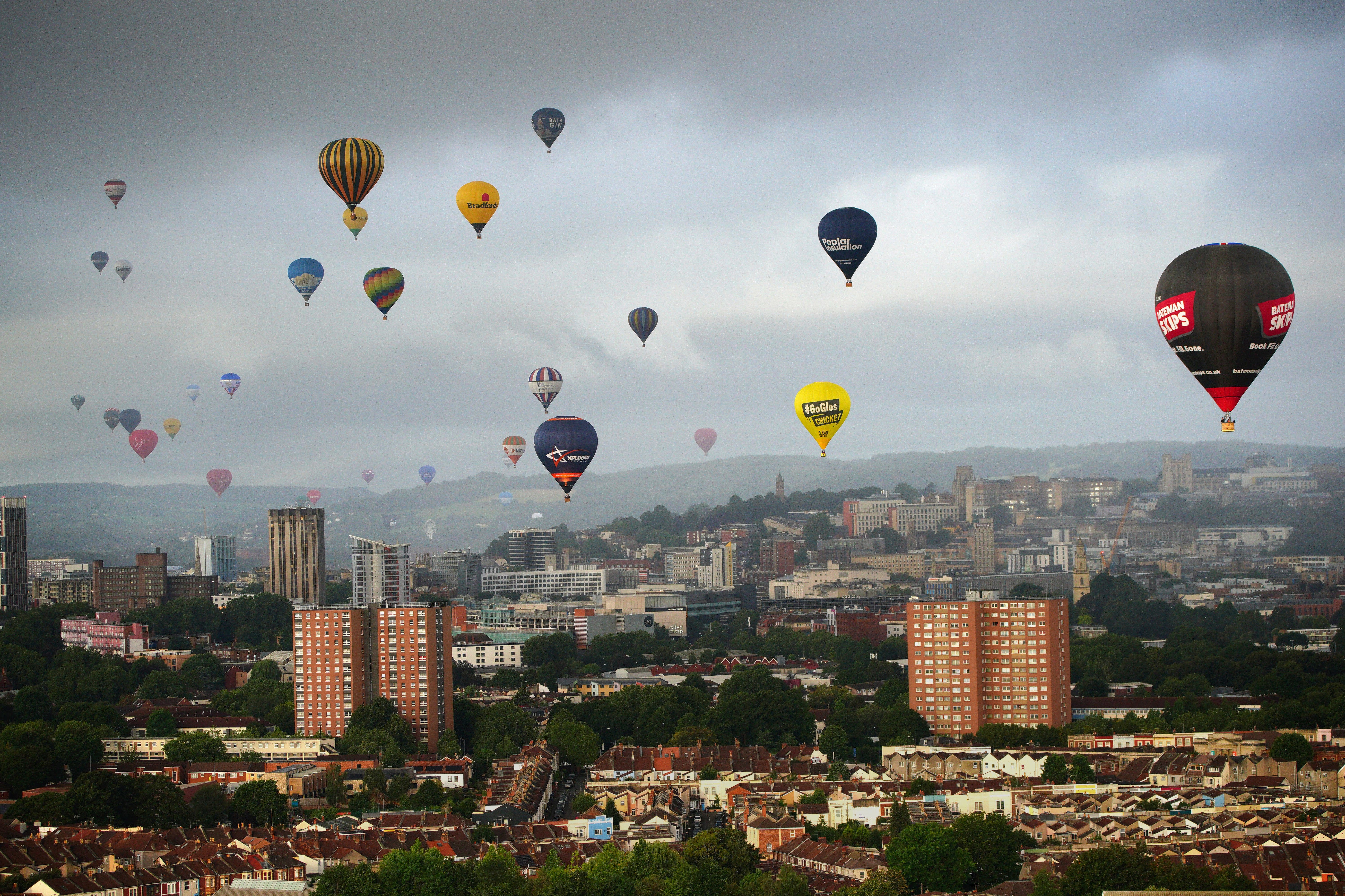 Hot air balloons fill the Bristol skyline during the Bristol International Balloon Fiesta (Ben Birchall/PA)