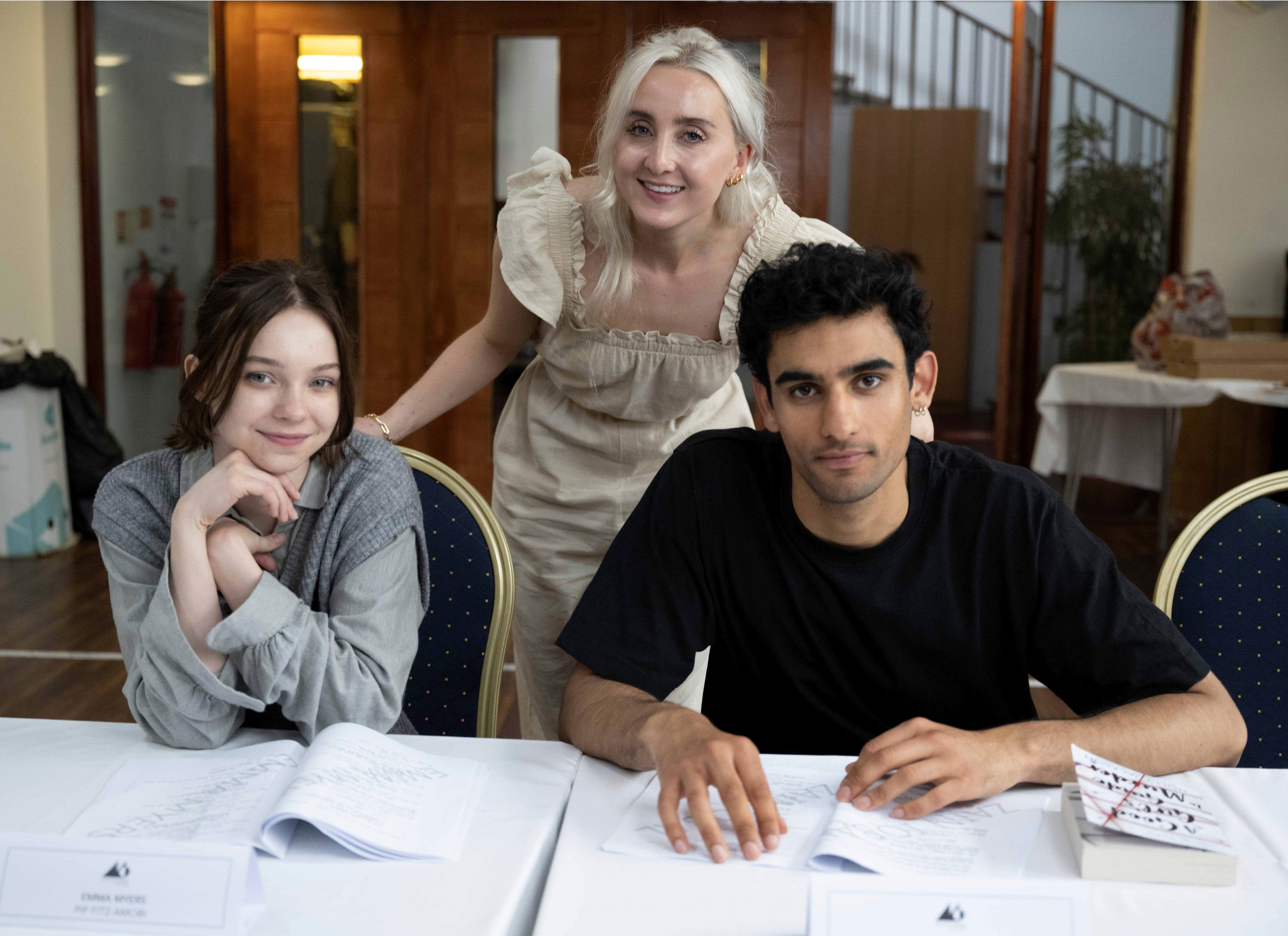 Holly Jackson (centre) with Emmy Myers and Zain Iqbal