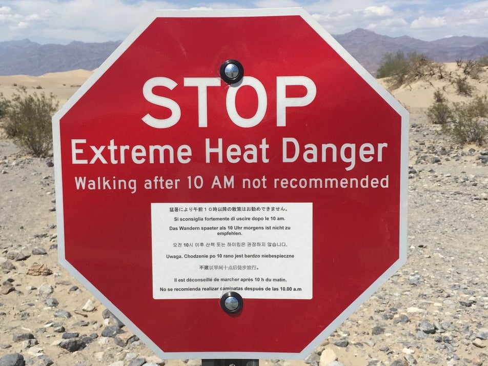 Danger zone: A warning sign in Death Valley