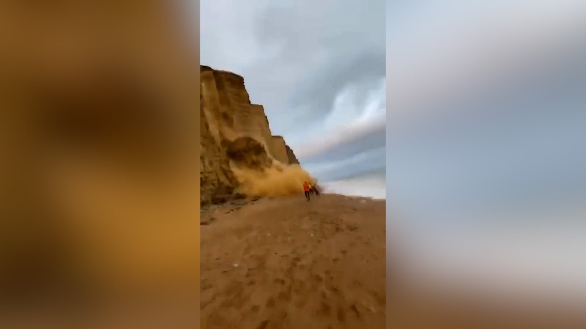 Beachgoers narrowly escaped the collapse at West Bay in Dorset