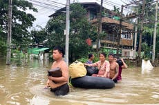 Floods triggered by monsoon rains in Myanmar have killed 5 people, displaced 60,000 since mid-July