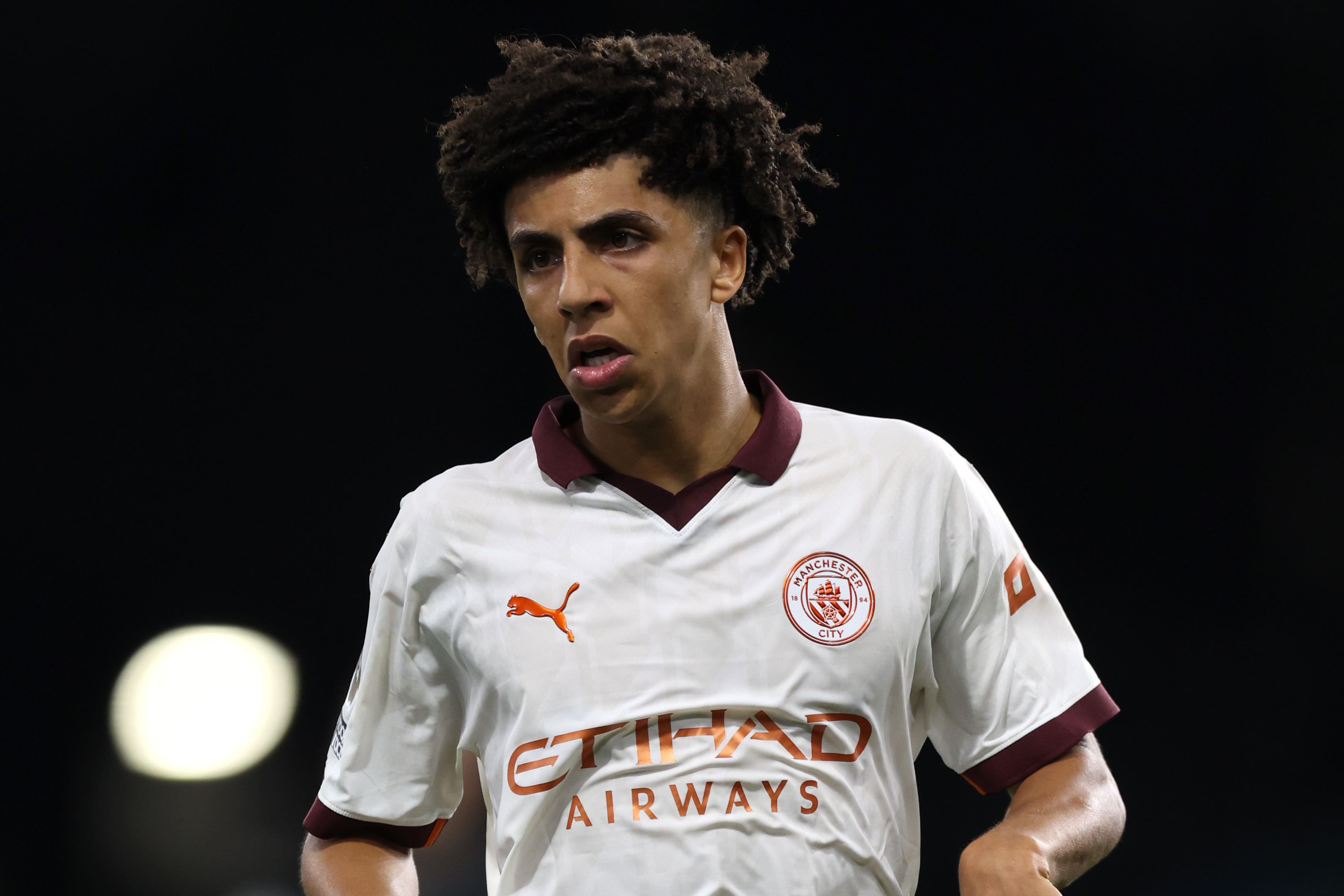 Rico Lewis during the Premier League match at Turf Moor (Nigel French/PA)