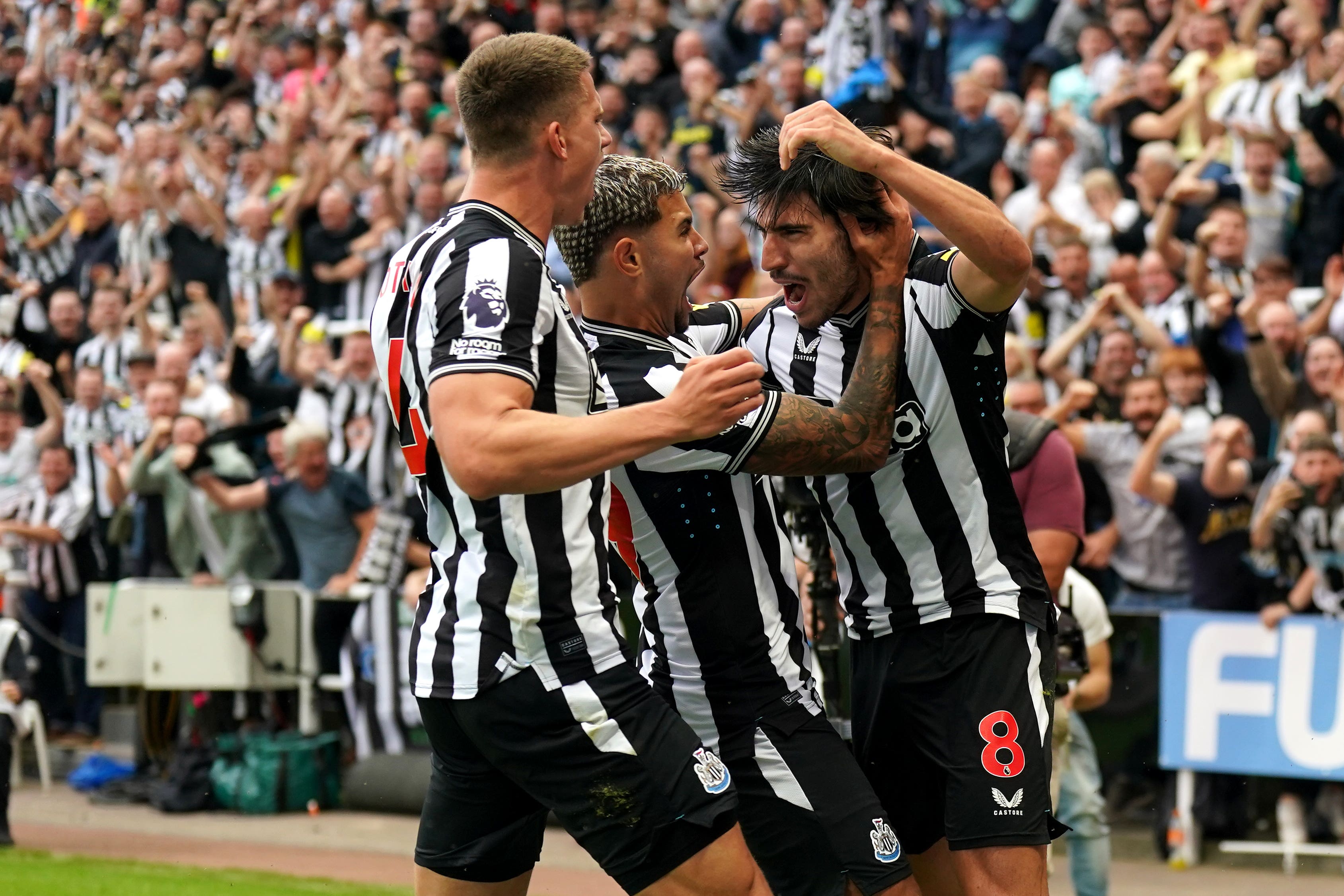 Newcastle boss Eddie how “fell in love” with summer signing Sandro Tonali (right) last season (Owen Humphreys/PA)