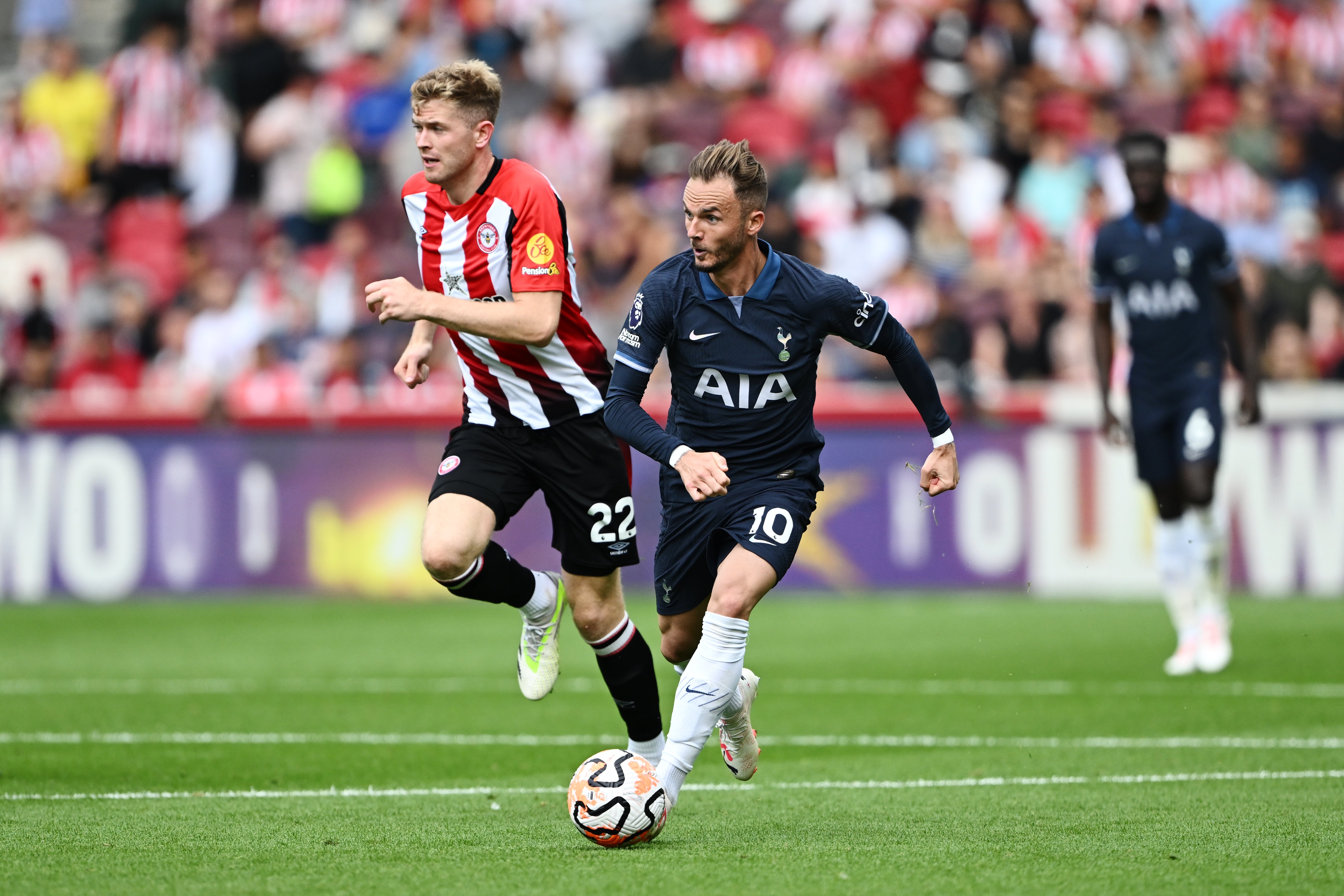 James Maddison on the ball for Tottenham