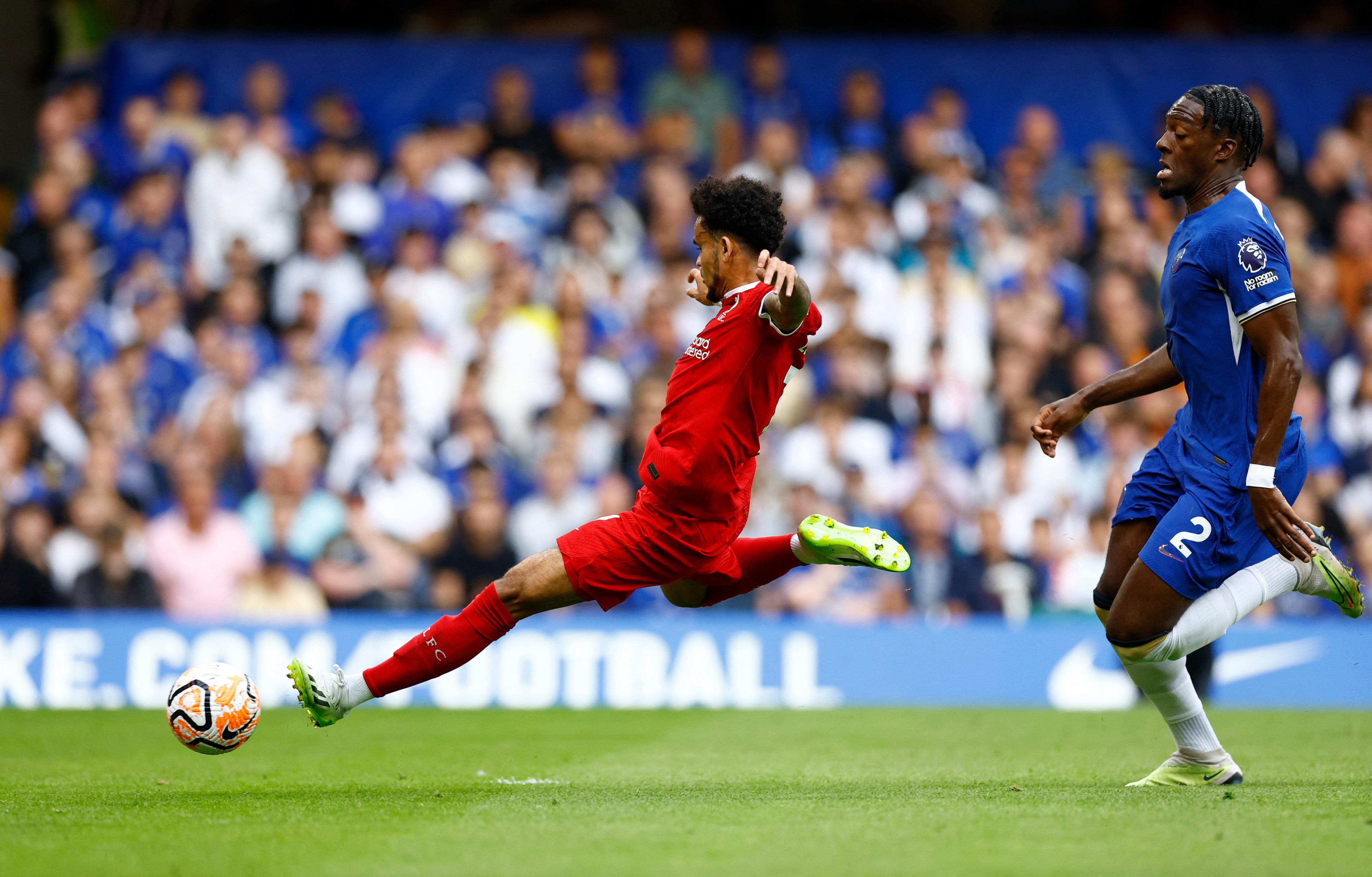 Luis Diaz converts Mohamed Salah’s pass to score