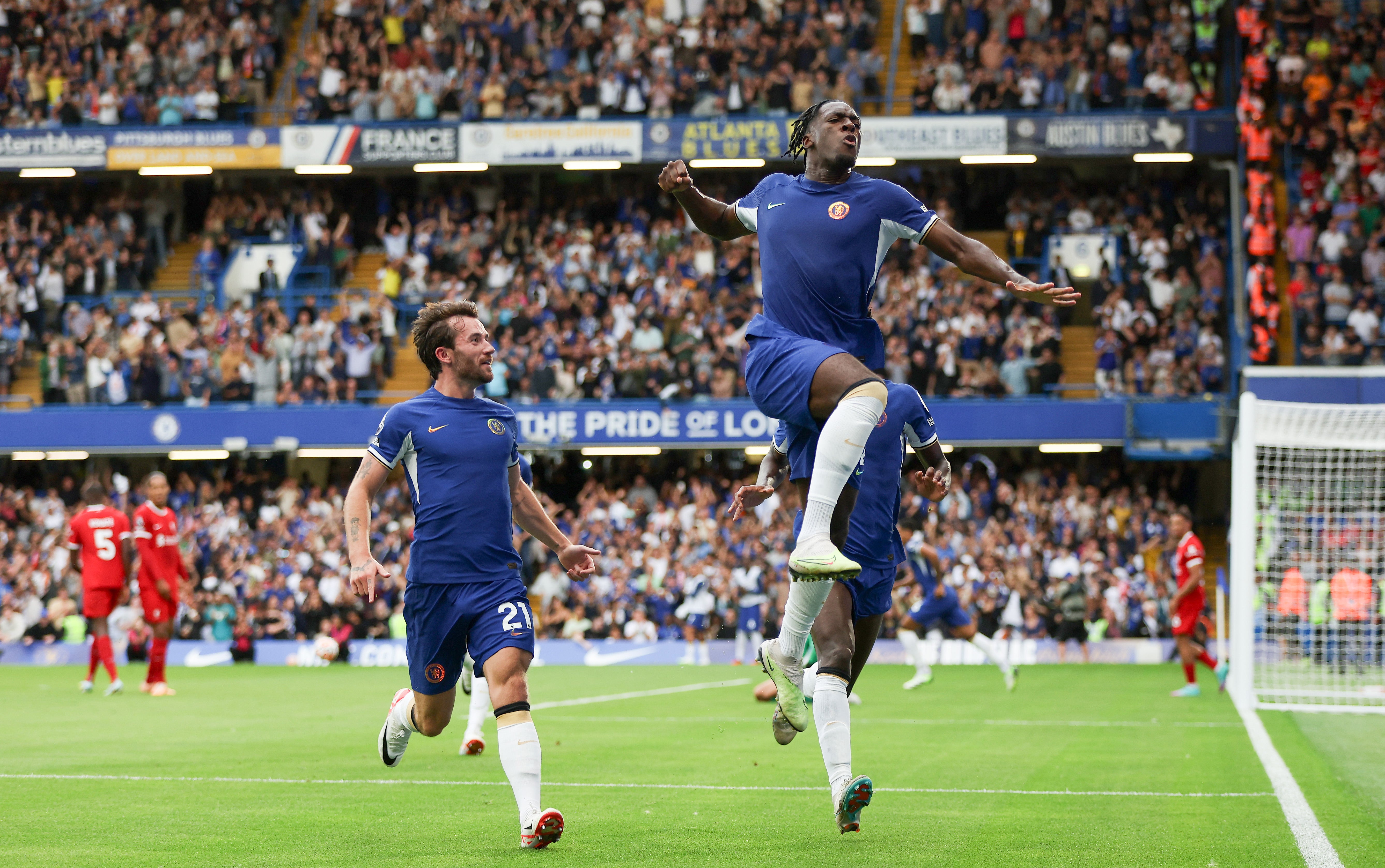 Axel Disasi celebrates scoring Chelsea's equaliser