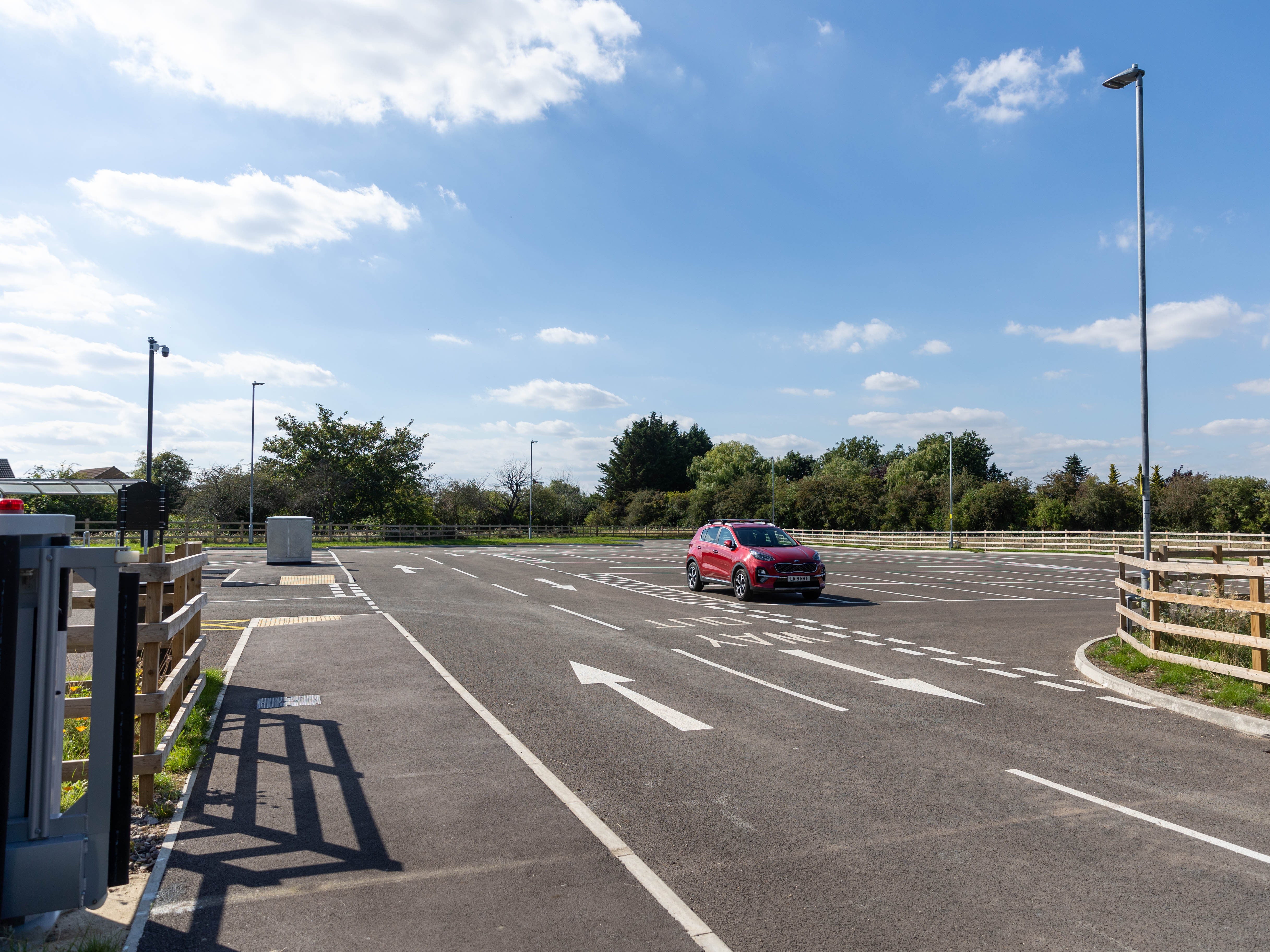 Aerial photos show just one car parked in the new 112-space car park at Manea station, north of the city of Ely, three days after it opened.