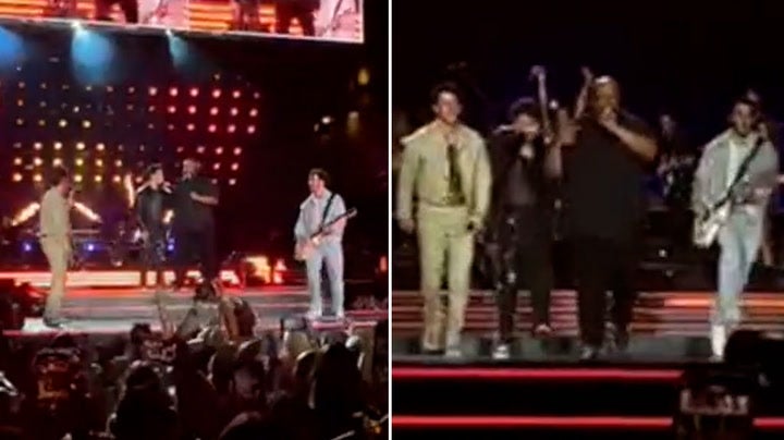 Jonas Brothers bodyguard ‘Big Rob’ reunites with band on stage to perform ‘Burnin’ Up’