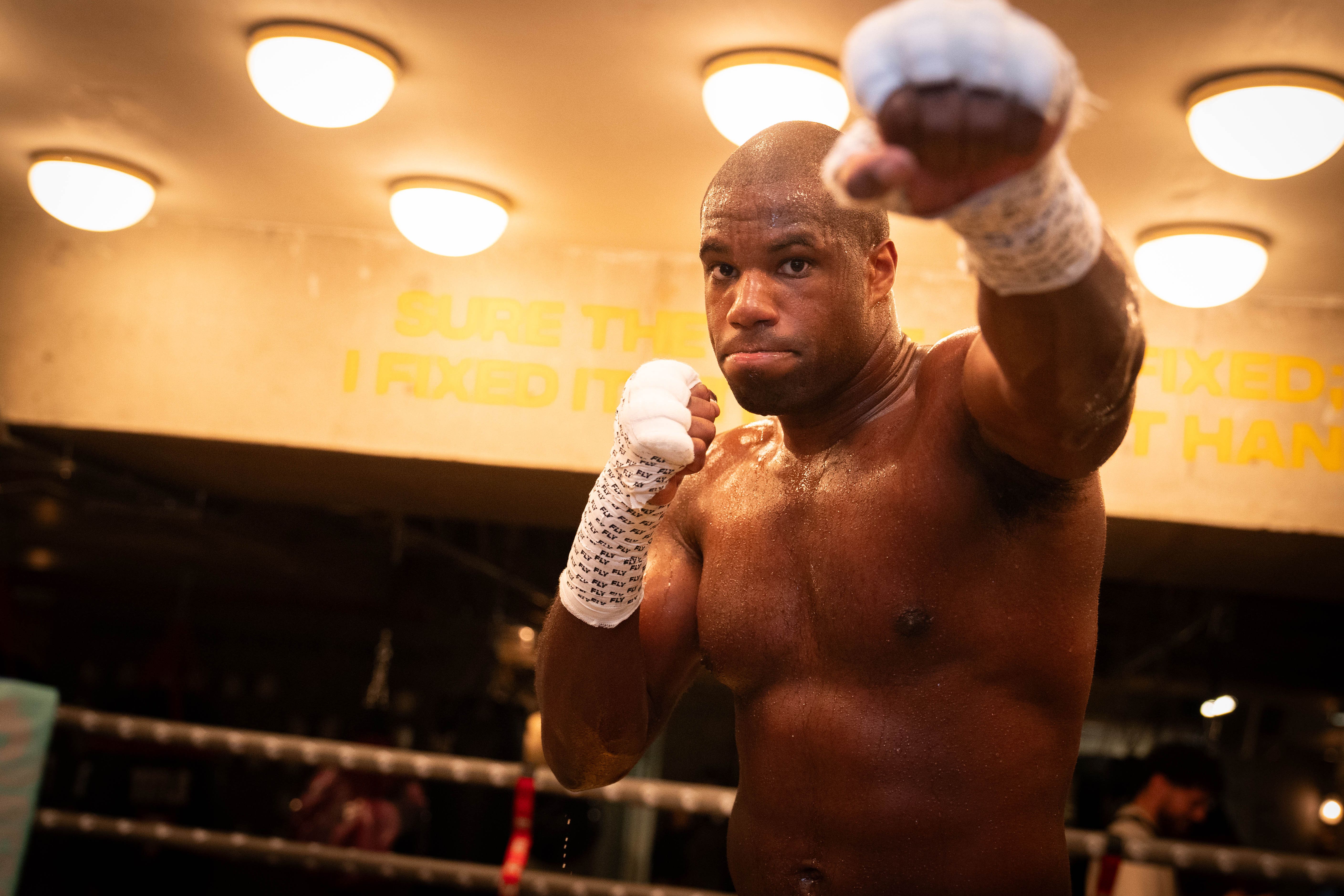 Daniel Dubois during a media workout at Bermondsey Boxing Club (James Manning/PA)