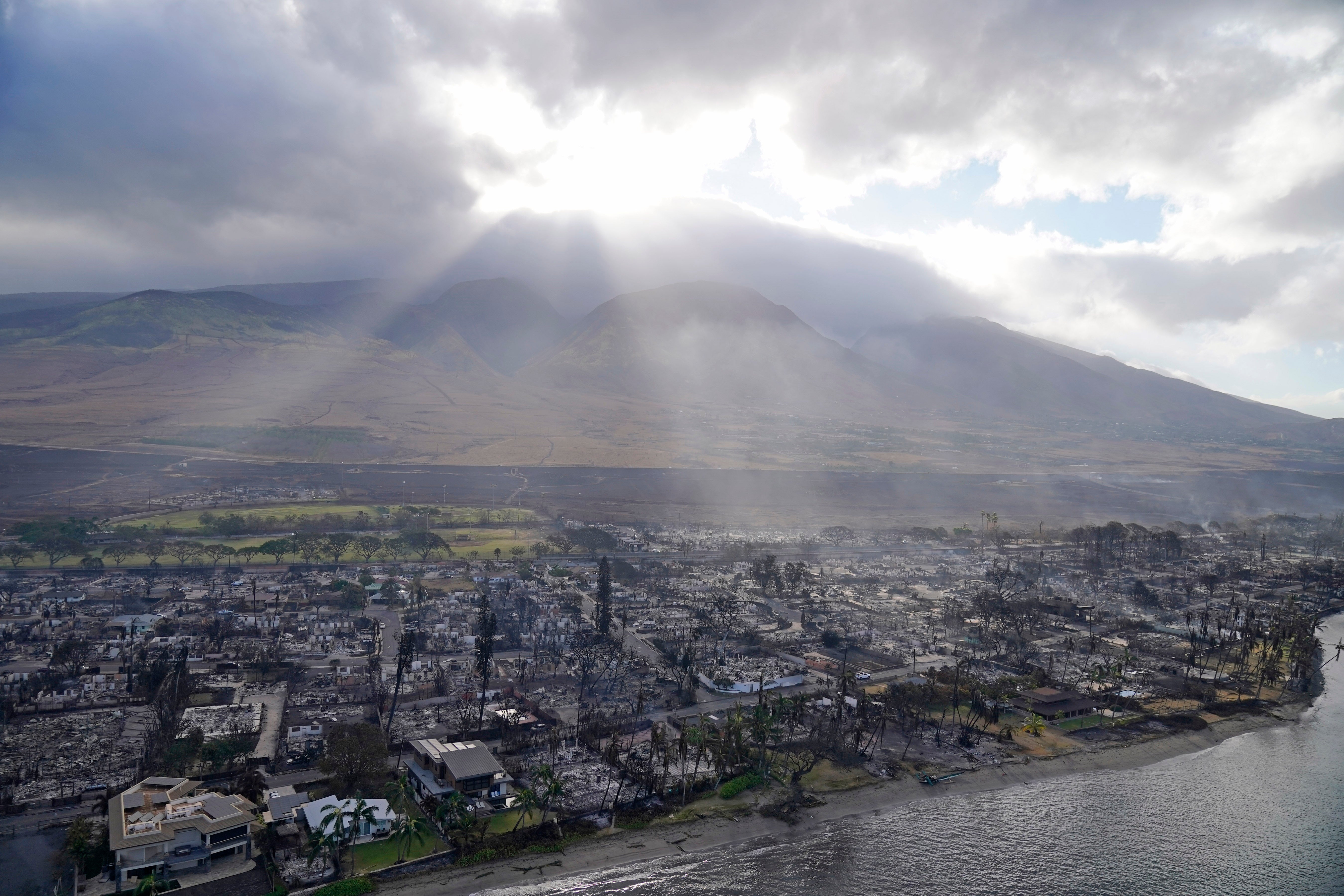 Wildfire wreckage is seen in Lahaina, Hawaii. The search of the wildfire wreckage on the Hawaiian island of Maui on Thursday revealed a wasteland of burned out homes and obliterated communities