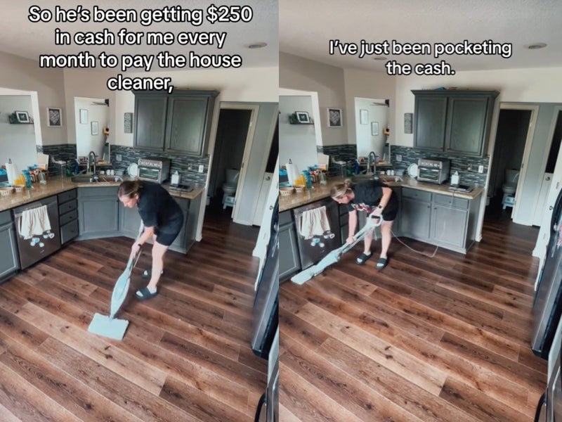 Woman praised for charging husband $250 per month for deep-cleaning their home